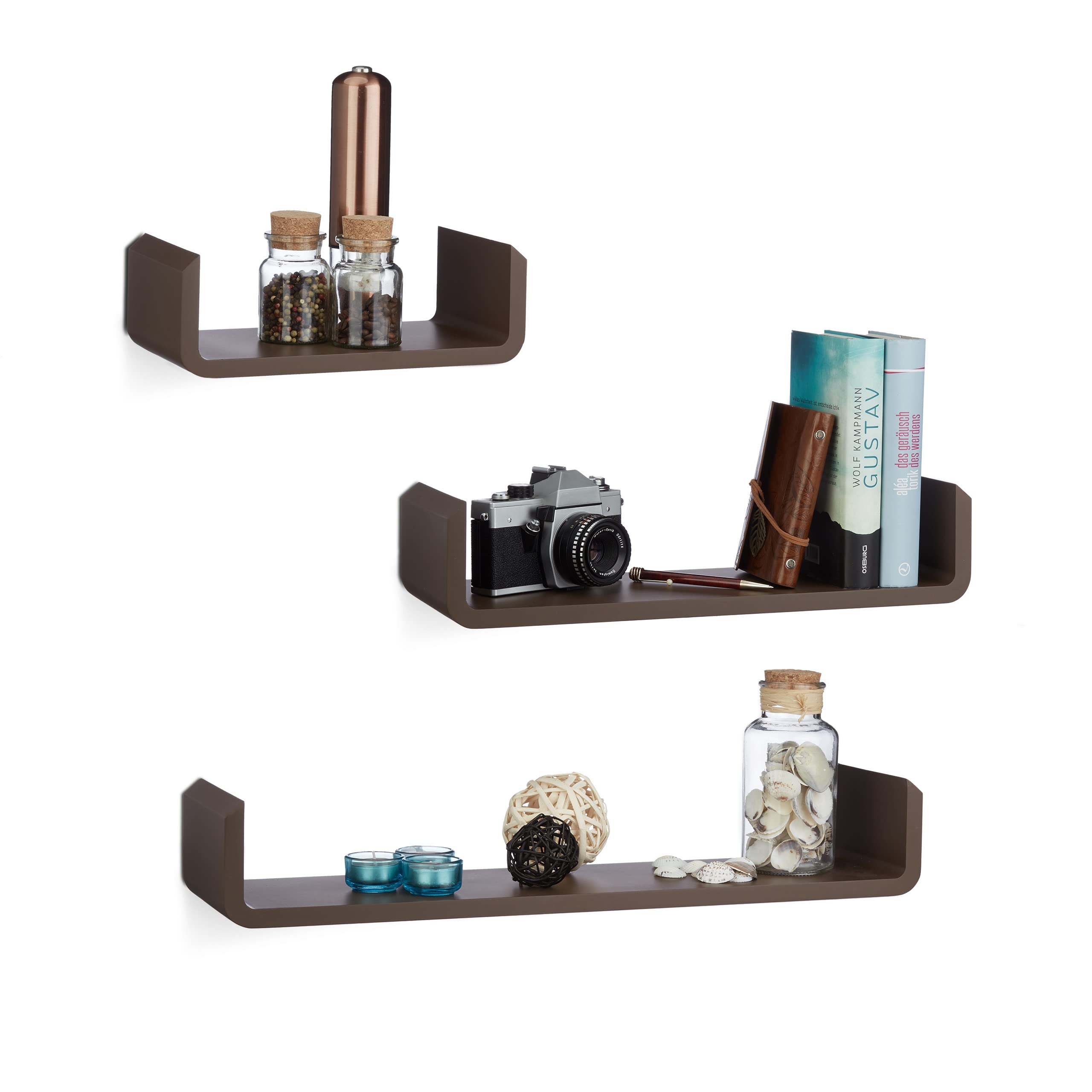 relaxdays-regalbrett-3er-set-u-form-mdf-braun-30-45-60-cm image 1