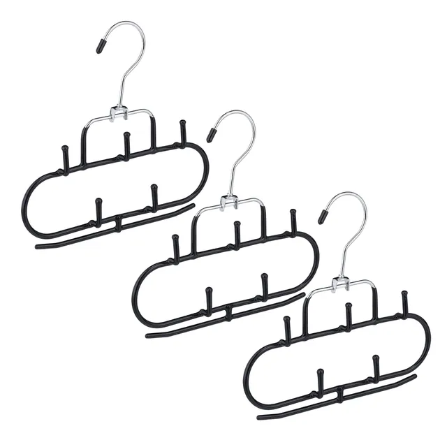 relaxdays-g-rtelhalter-3er-set-5-haken-metall-schwarz-f-r-g-rtel-krawatten-t-che image 1