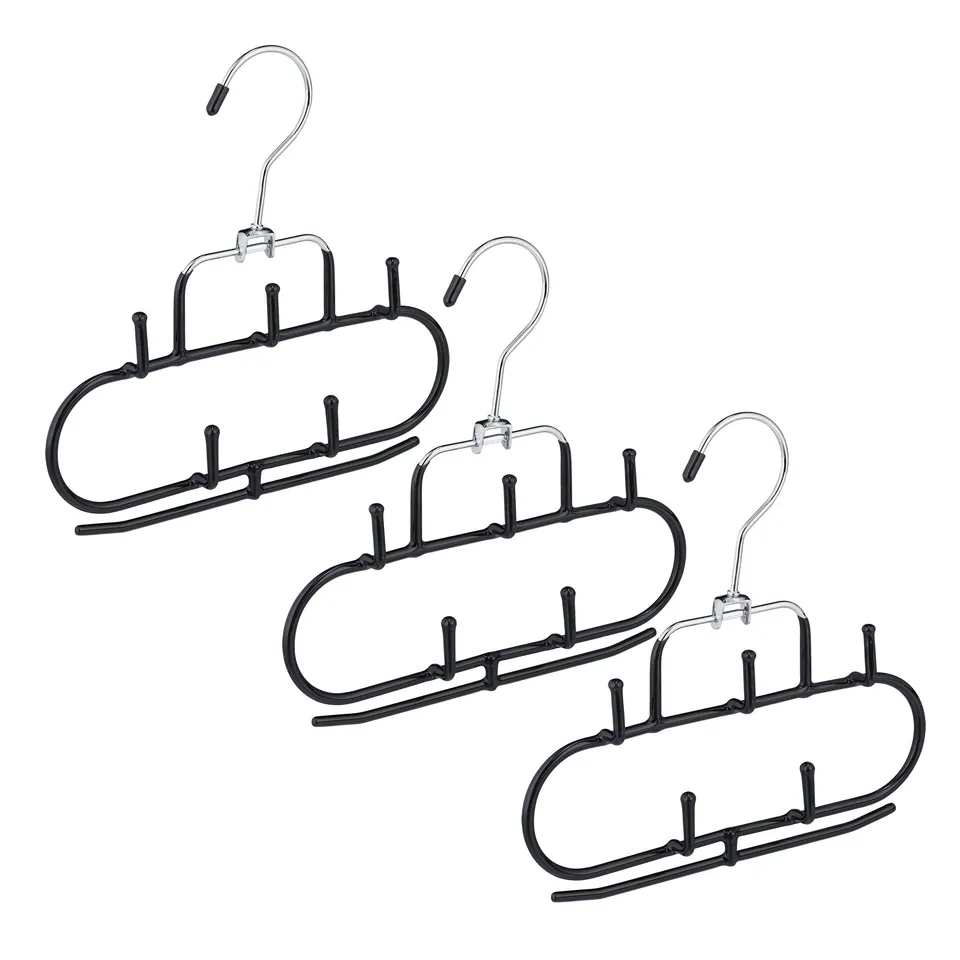 relaxdays-g-rtelhalter-3er-set-5-haken-metall-schwarz-f-r-g-rtel-krawatten-t-che image 1