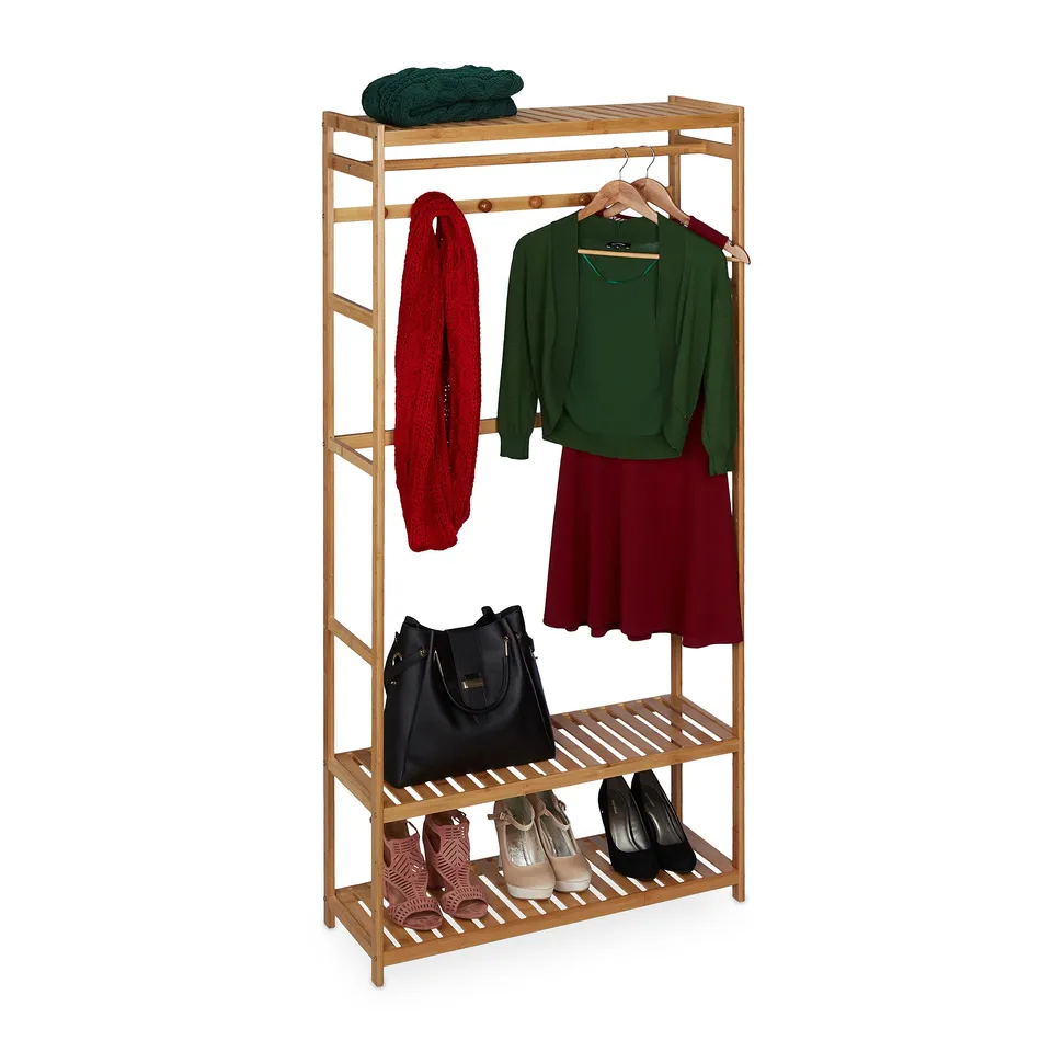 relaxdays-kleiderst-nder-bambus-3-ablagen-163-5x78-5x29cm-natur image 1