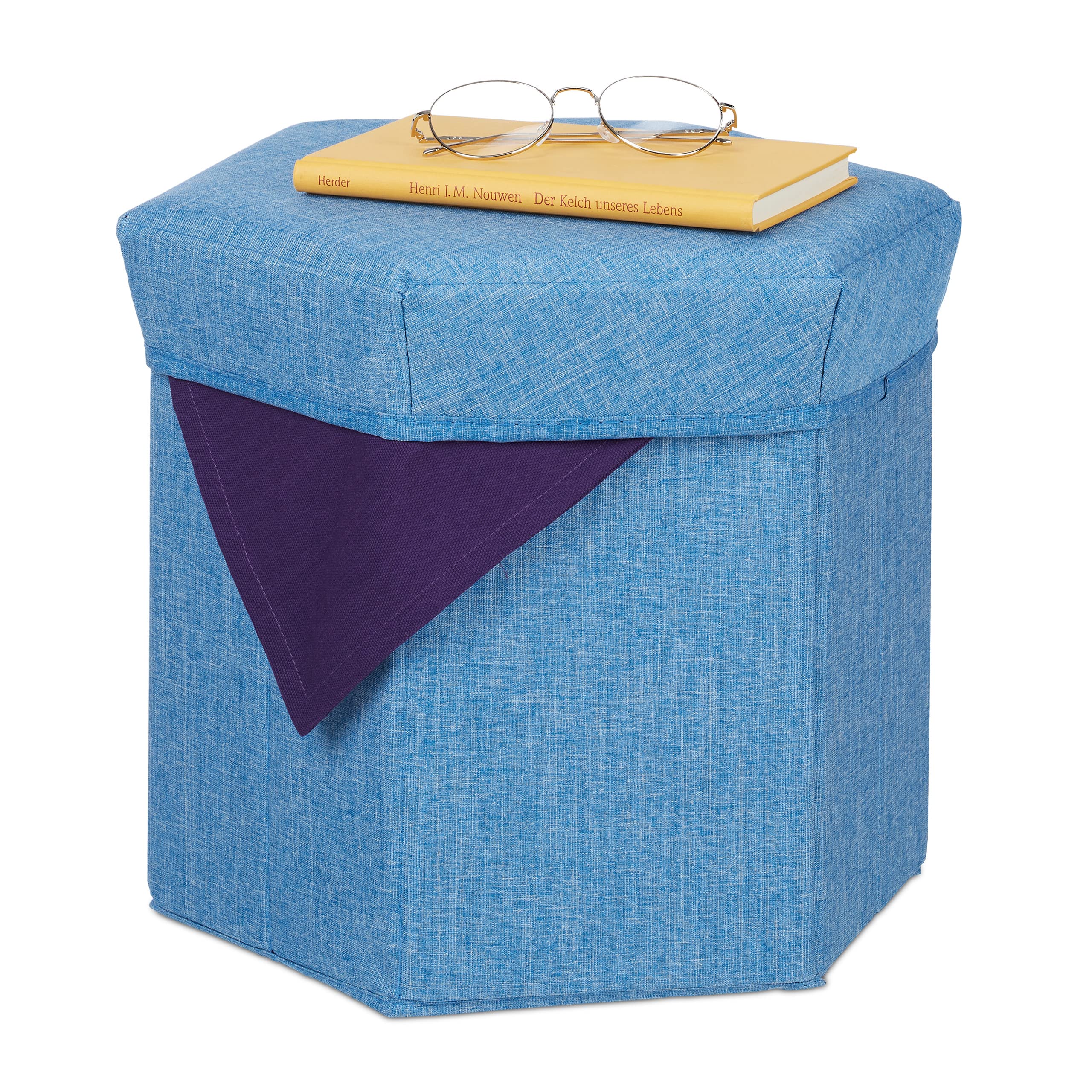 relaxdays-sitzhocker-mit-stauraum-stoff-blau-31x36x32cm image 1