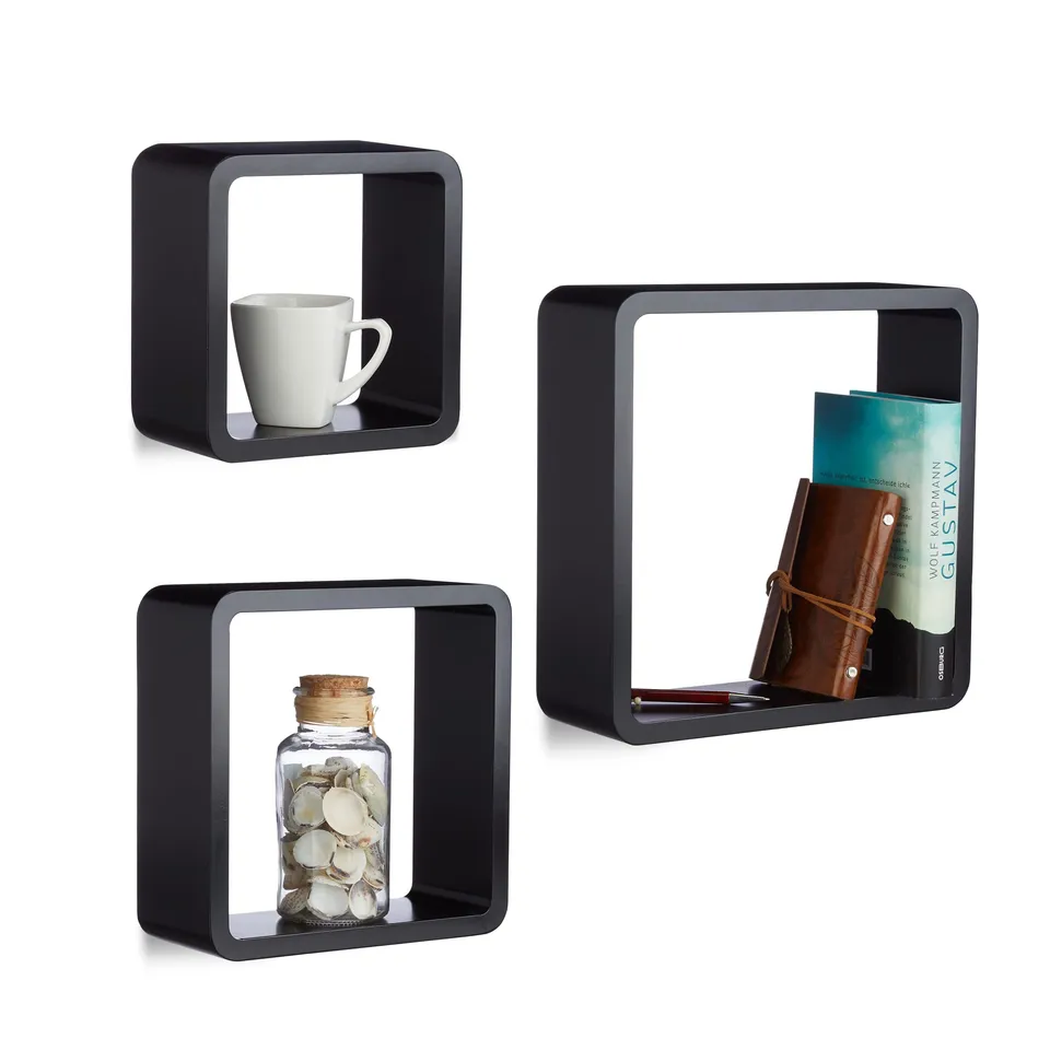 relaxdays-h-ngeregal-cube-3er-set-mdf-schwarz-30x30-cm image 1