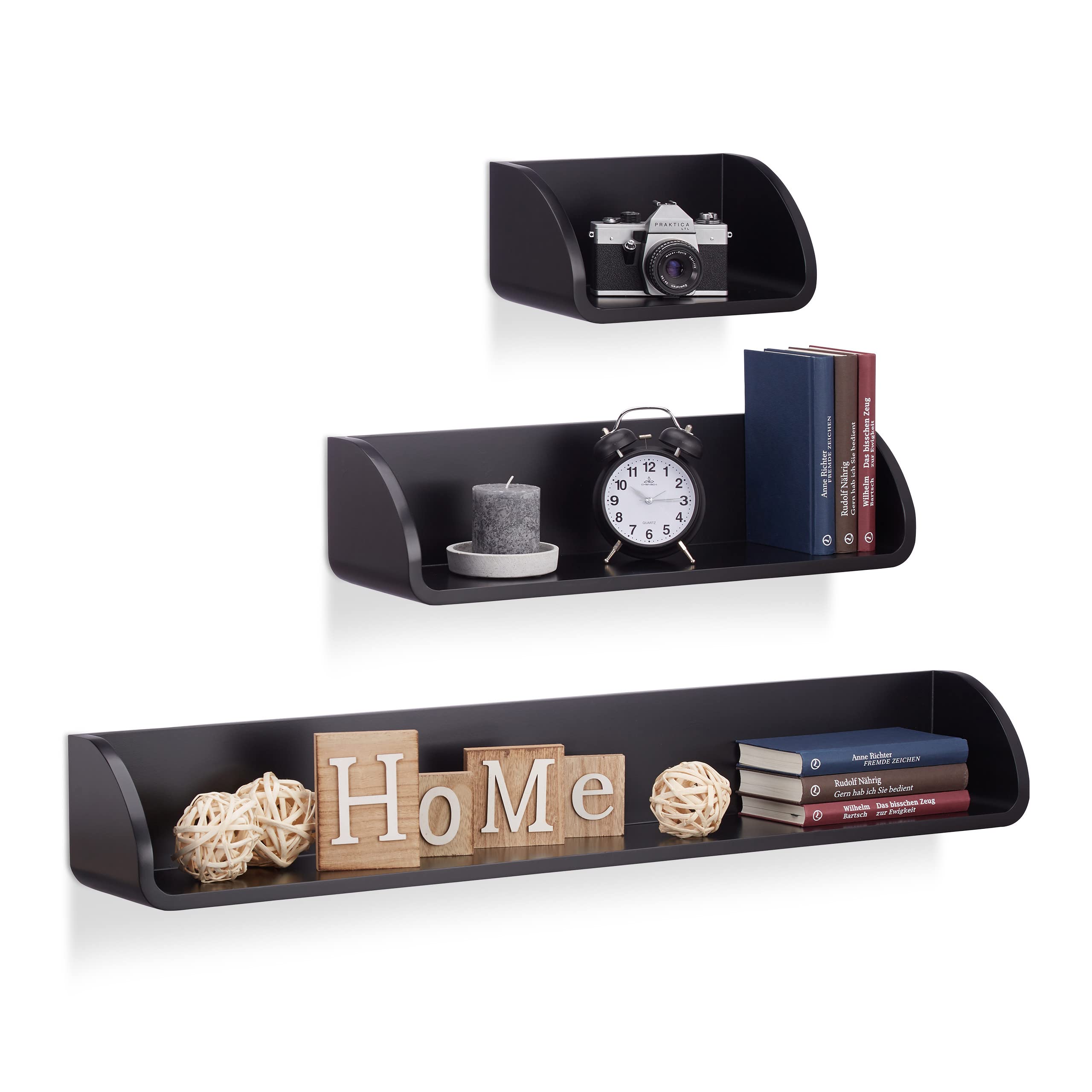 relaxdays-wandregal-3er-set-schwebend-17-cm-tiefe-schwarz image 1
