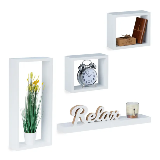 relaxdays-wandregal-4er-set-cube-wei-mdf-h-ngeregale-freischwebend image 1