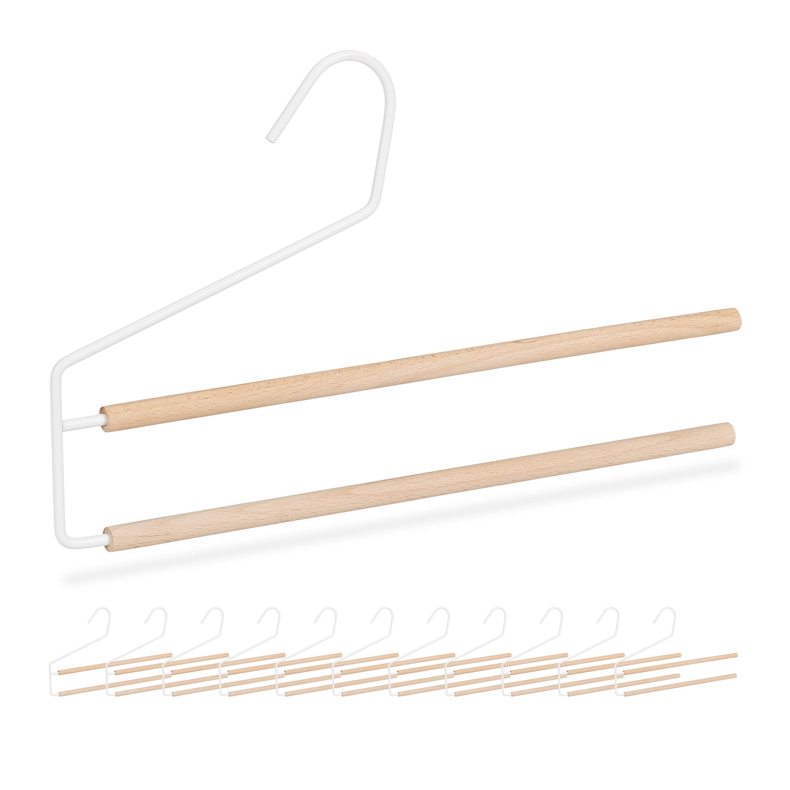 relaxdays-hosenb-gel-12er-set-holz-metall-wei-natur-2-stege image 1