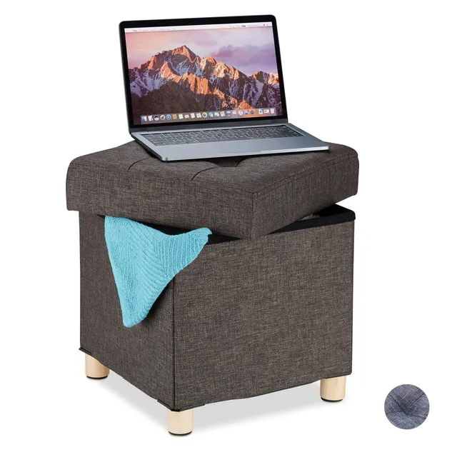 relaxdays-sitzhocker-mit-stauraum-40-x-38-x-38-cm-stoff-leinenoptik-braun image 1