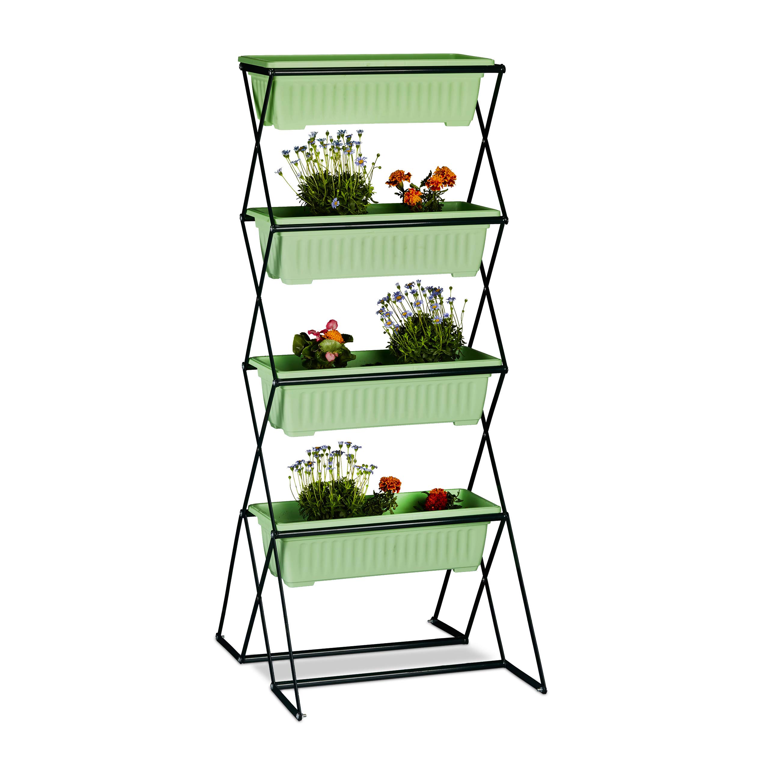 relaxdays-vertikalbeet-mit-4-blumenk-sten-stahl-schwarz-126-cm image 1