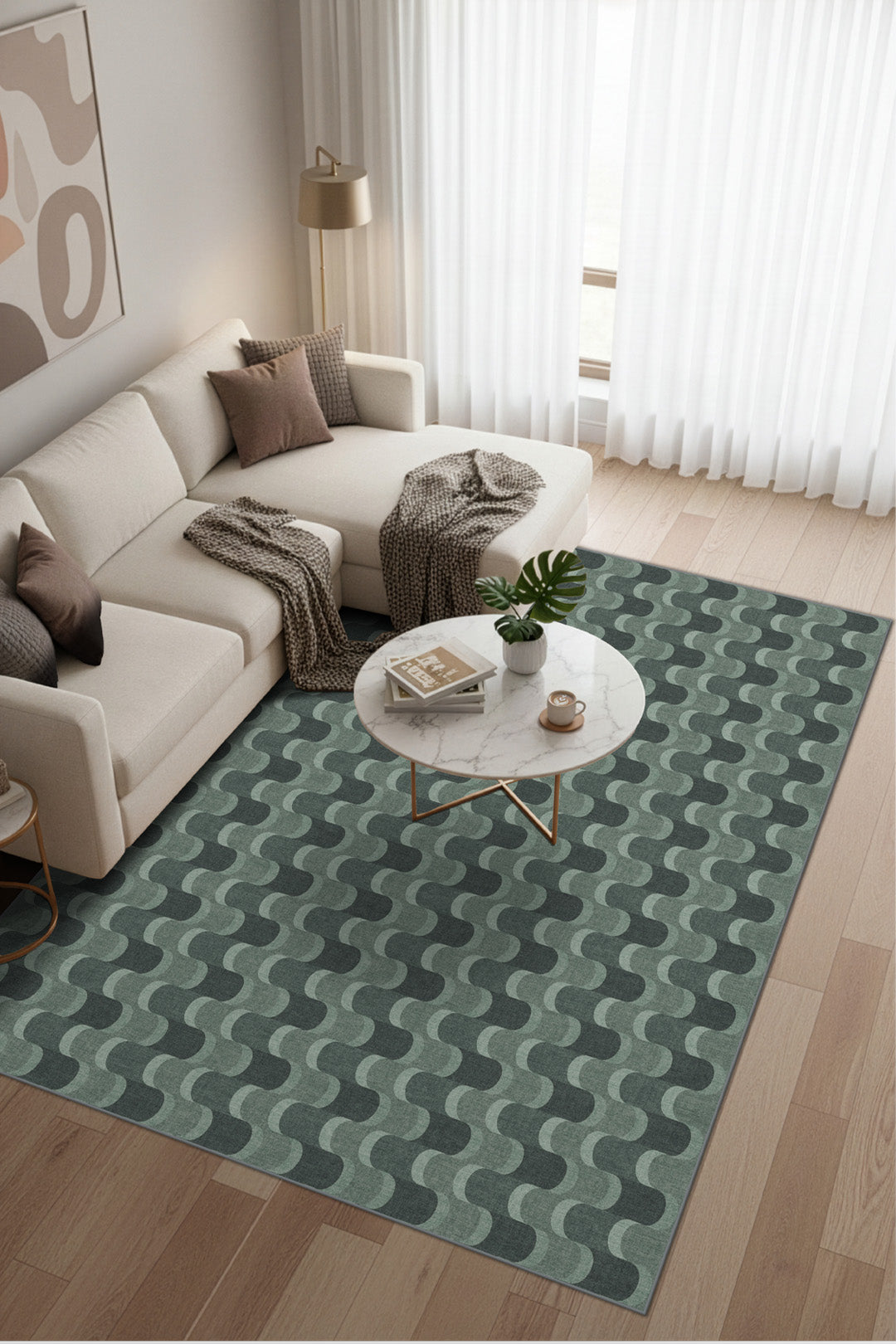 teppana-linea-waldgr-n-teppich-waschbar-gr-n-geometrisch image 4