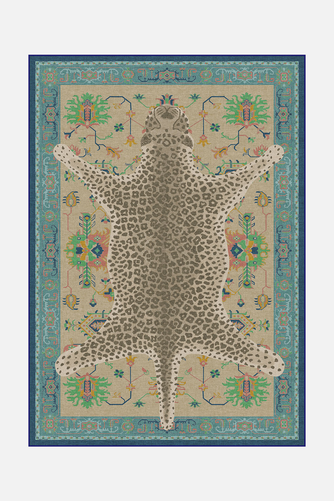 teppana-leopard-bunt-teppich-waschbarer-indoor-teppich-flora-fauna-kollektion image 1