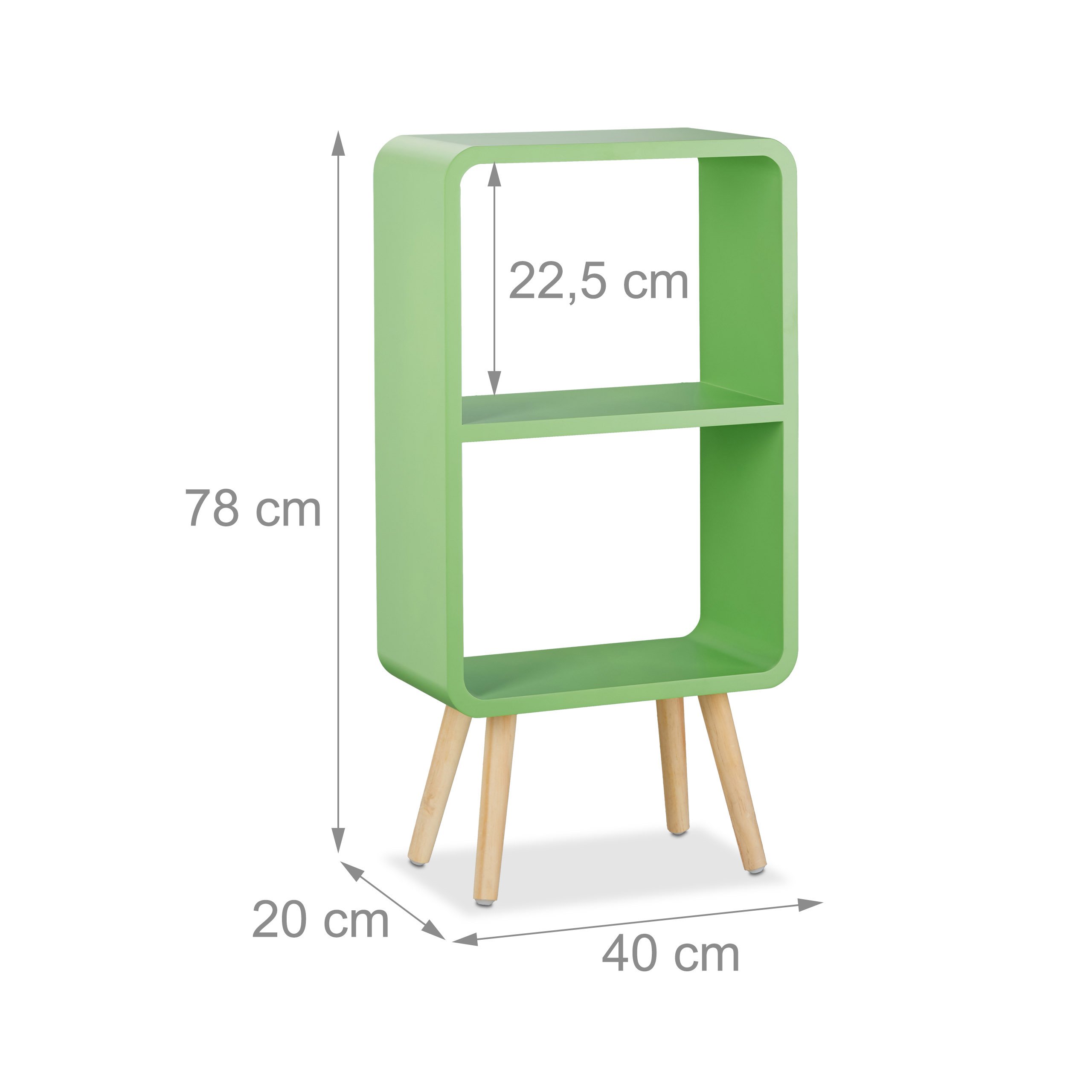 relaxdays-standregal-2-f-cher-schmal-mdf-78x40x20-cm-gr-n-mit-holzbeinen image 3
