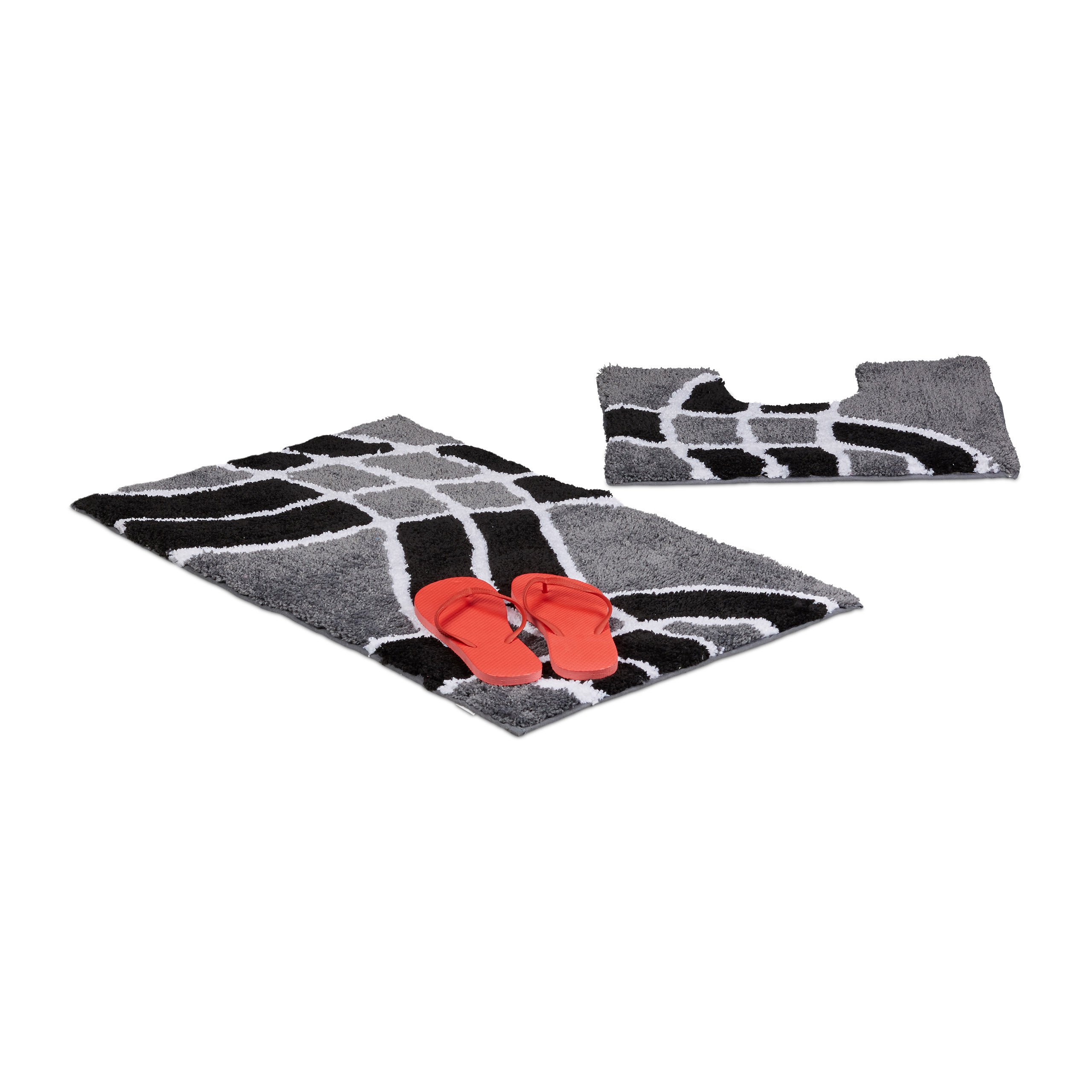 relaxdays-badgarnitur-2-teilig-wellenmuster-grau-80-x-50-cm-waschbar image 1