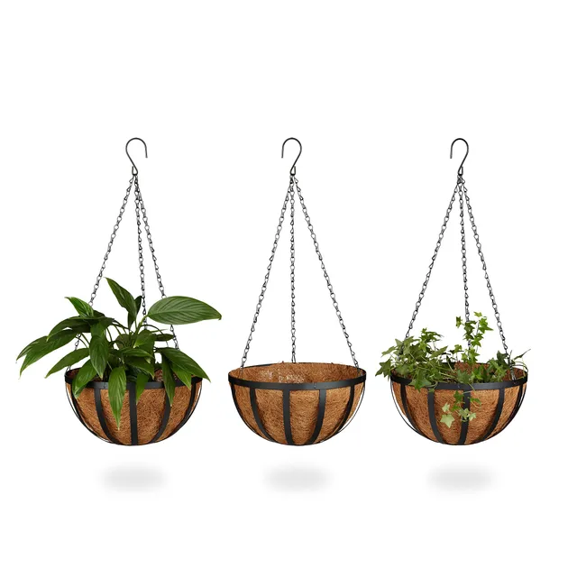 relaxdays-blumenampel-3er-set-kokos-30-cm-21-liter image 1