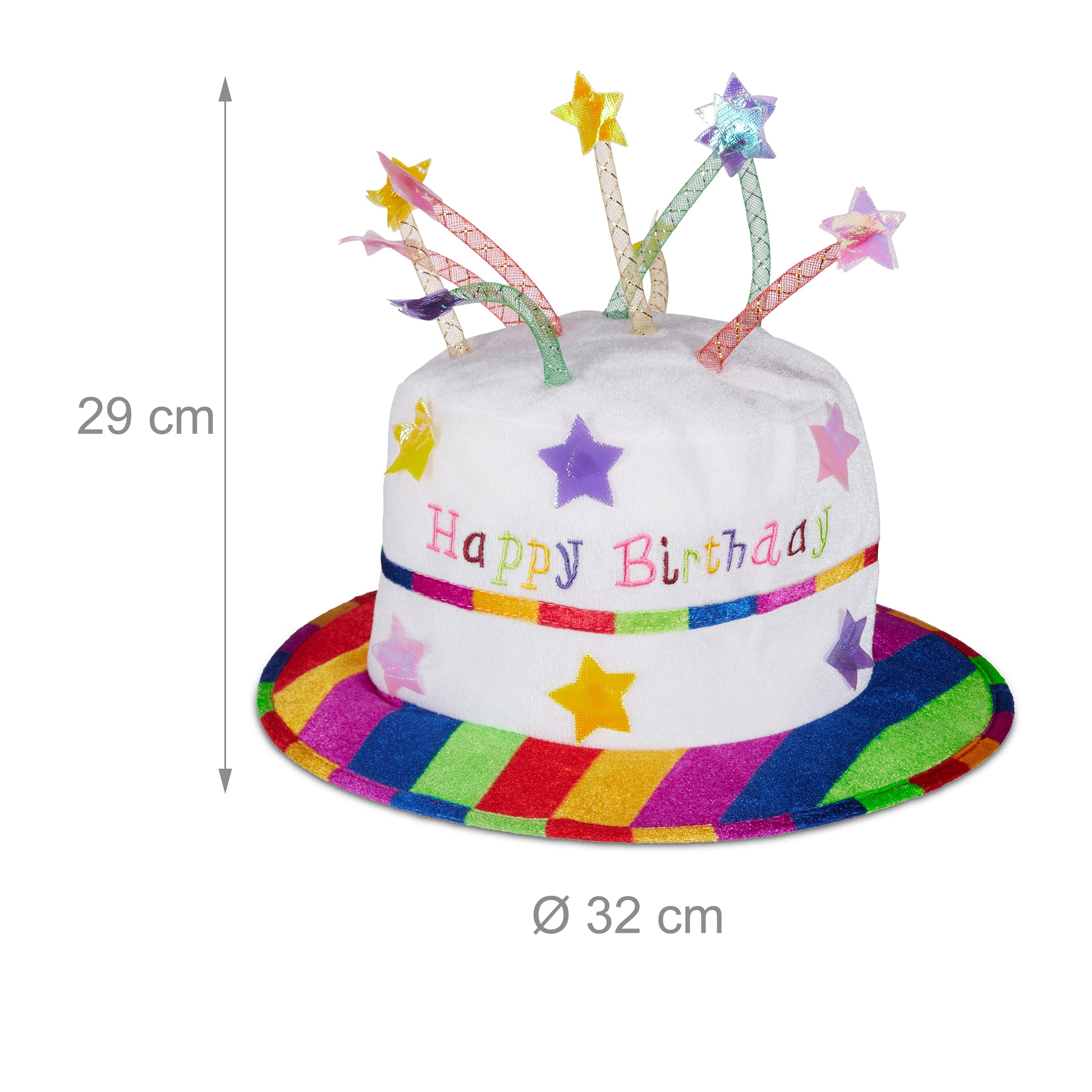relaxdays-happy-birthday-hut-torte-pl-sch-bunt-partyhut-29-x-32-cm image 4