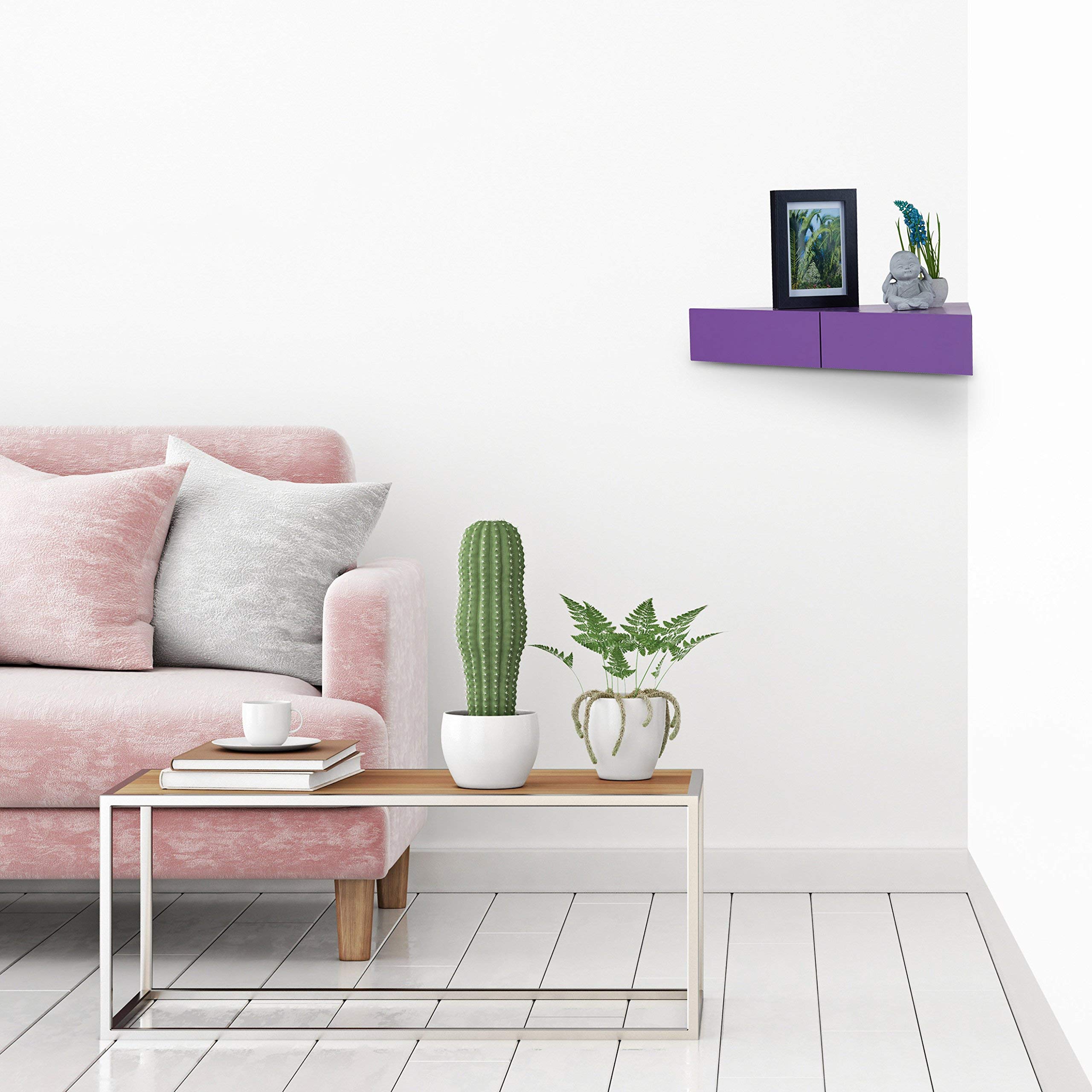 relaxdays-eck-wandregal-dreieck-mit-2-schubladen-8-x-60-x-30-cm-violett image 2