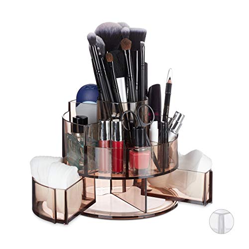 relaxdays-kosmetik-organizer-acryl-rund-braun-9-f-cher image 8