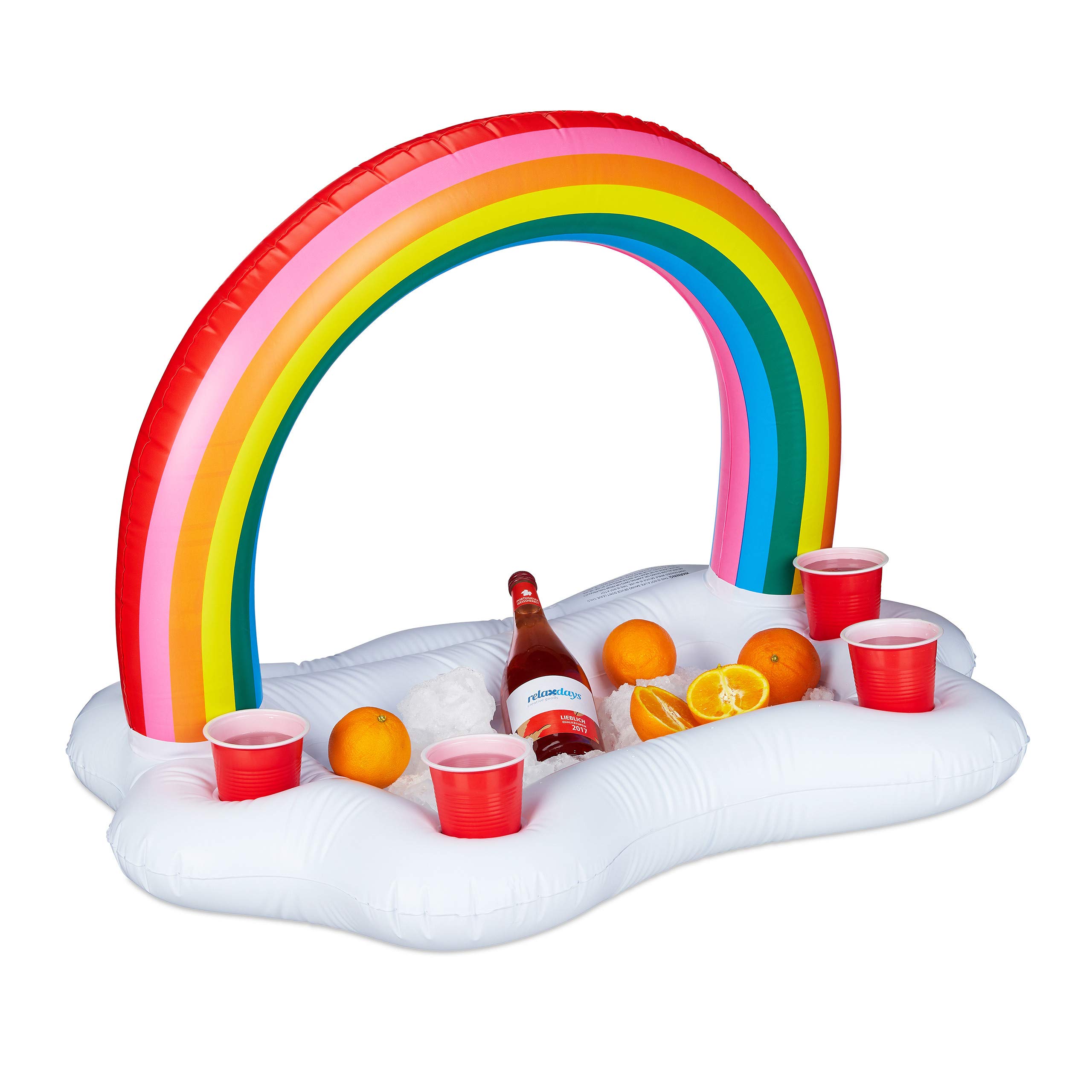 relaxdays-pool-getr-nkehalter-regenbogenwolke-aufblasbar-mit-4-bierhaltern-66-cm image 1