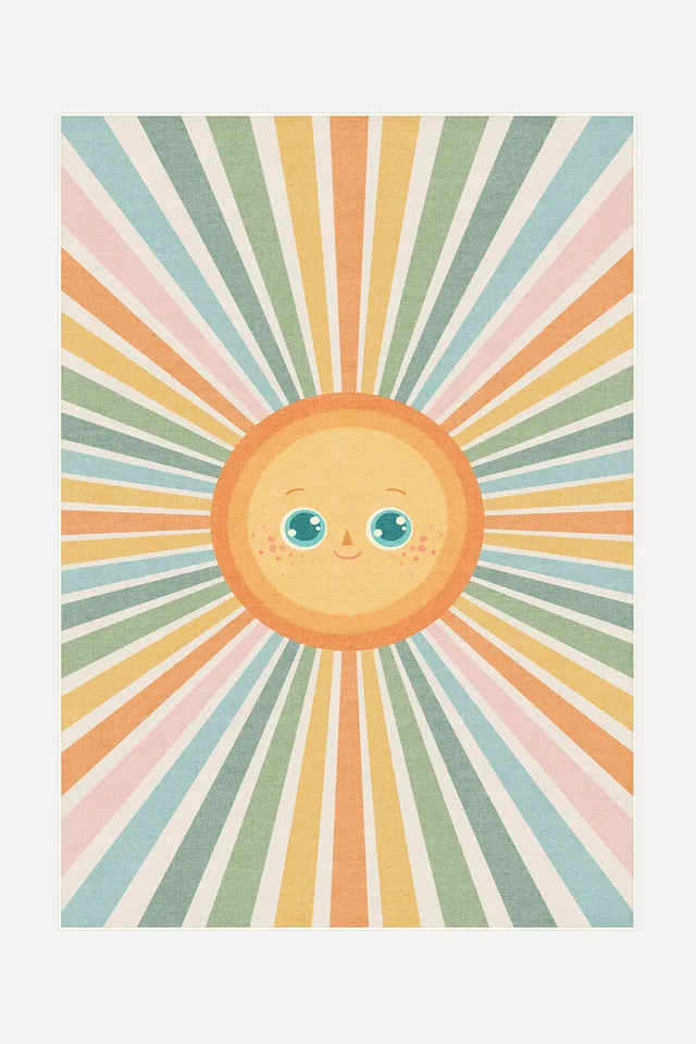 teppana-sonne-bunt-teppich-waschbarer-kinder-teppich-gelb-orange image 1