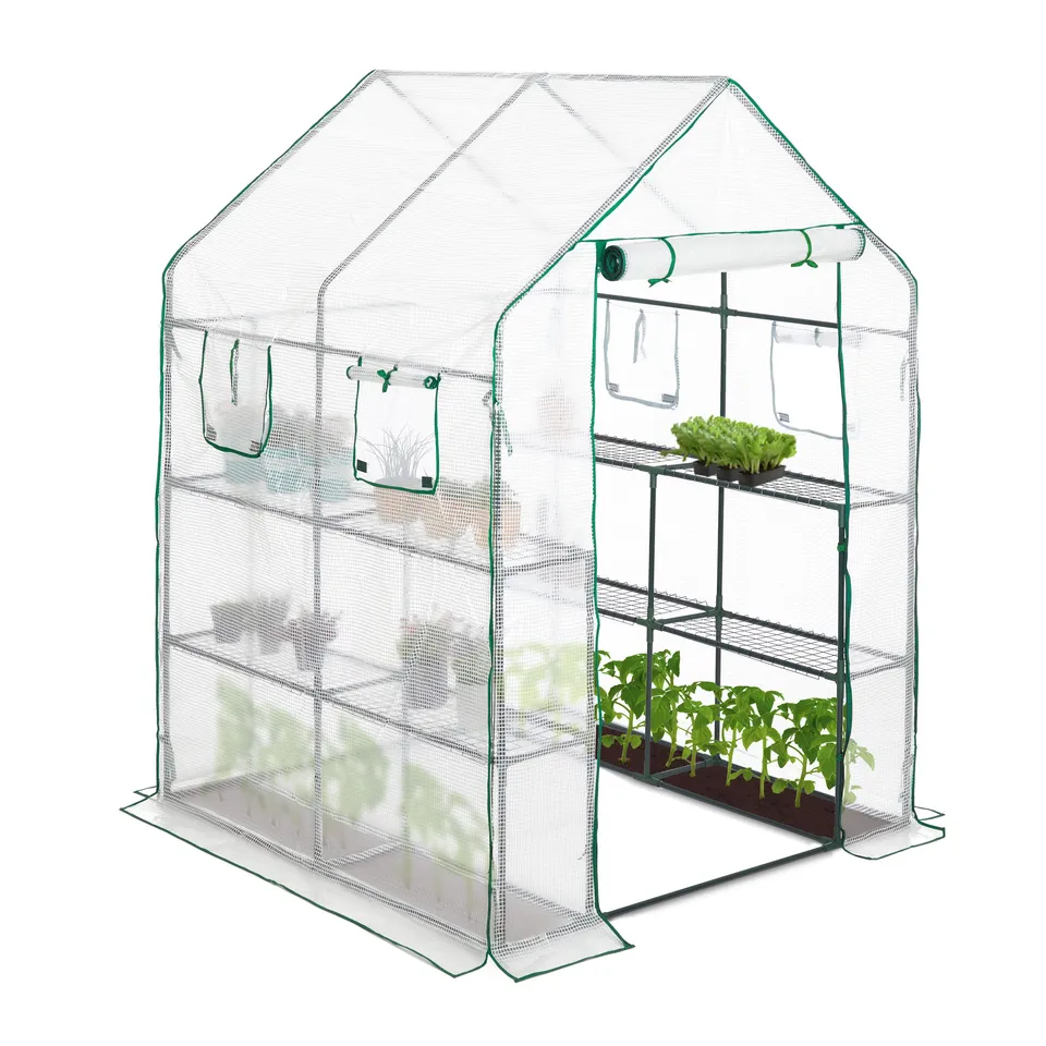 relaxdays-gew-chshaus-begehbar-190-x-140-x-140-cm-mit-8-ablagen-transparent image 1
