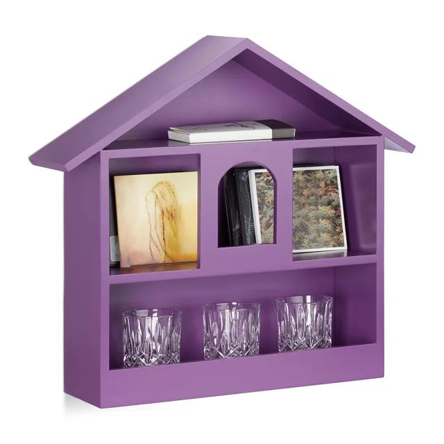 relaxdays-wandregal-hausform-3-f-cher-50-x-53-x-15-cm-violett image 1