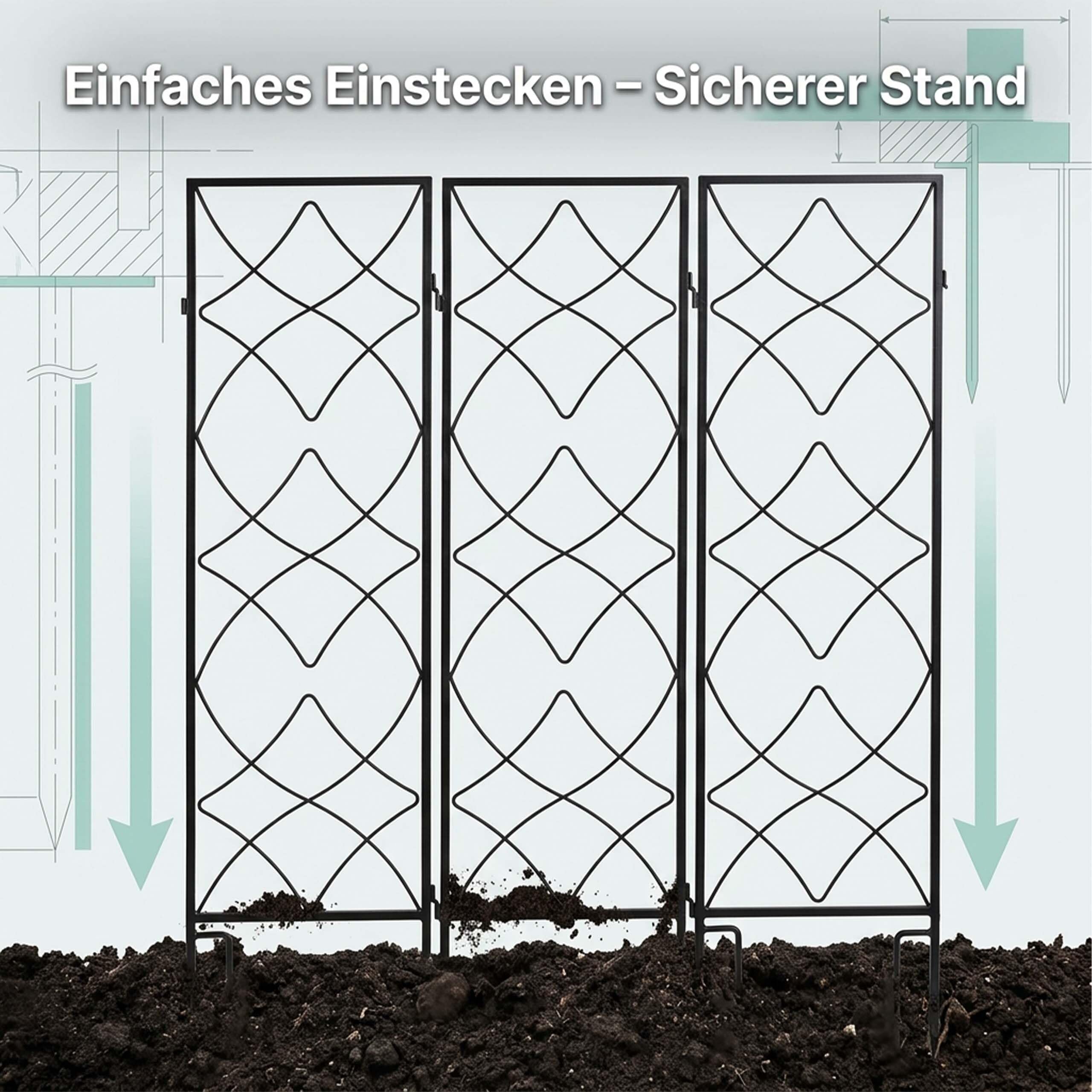 relaxdays-rankgitter-metall-3er-set-spalier-rankhilfe-122-x-31-cm-schwarz image 7