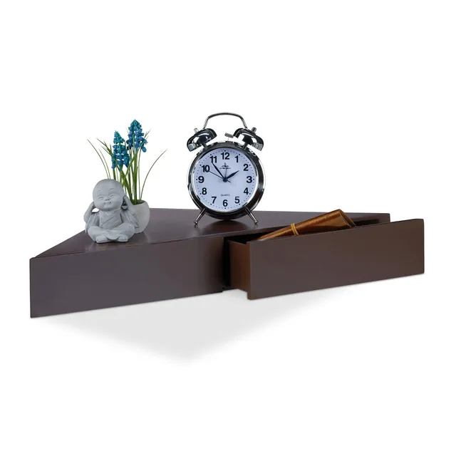relaxdays-eck-wandregal-dreieck-mit-2-schubladen-mdf-8-x-60-x-30-cm-braun image 1