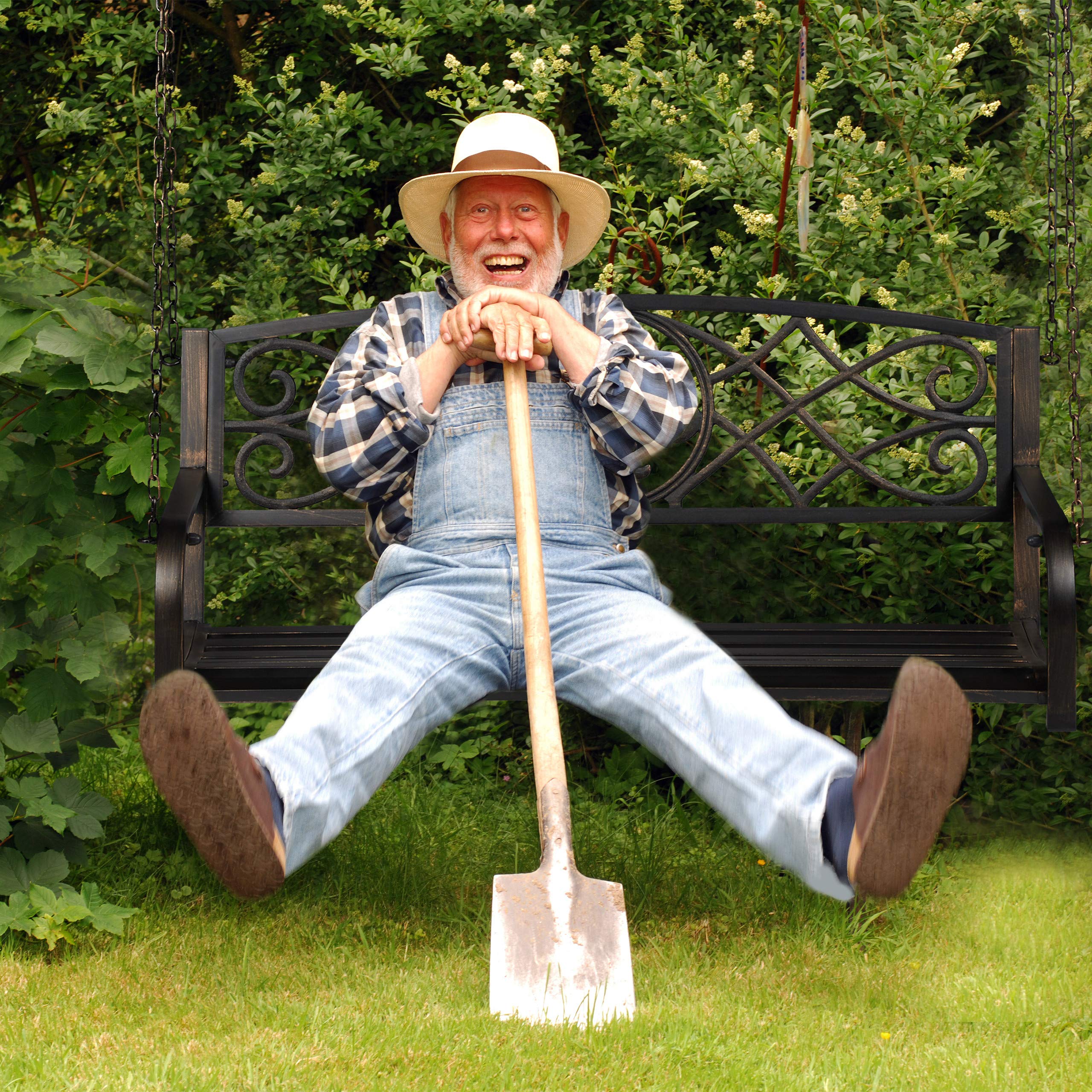 relaxdays-h-ngebank-2-sitzer-gartenschaukel-zum-aufh-ngen-vintage-design-metall- image 3