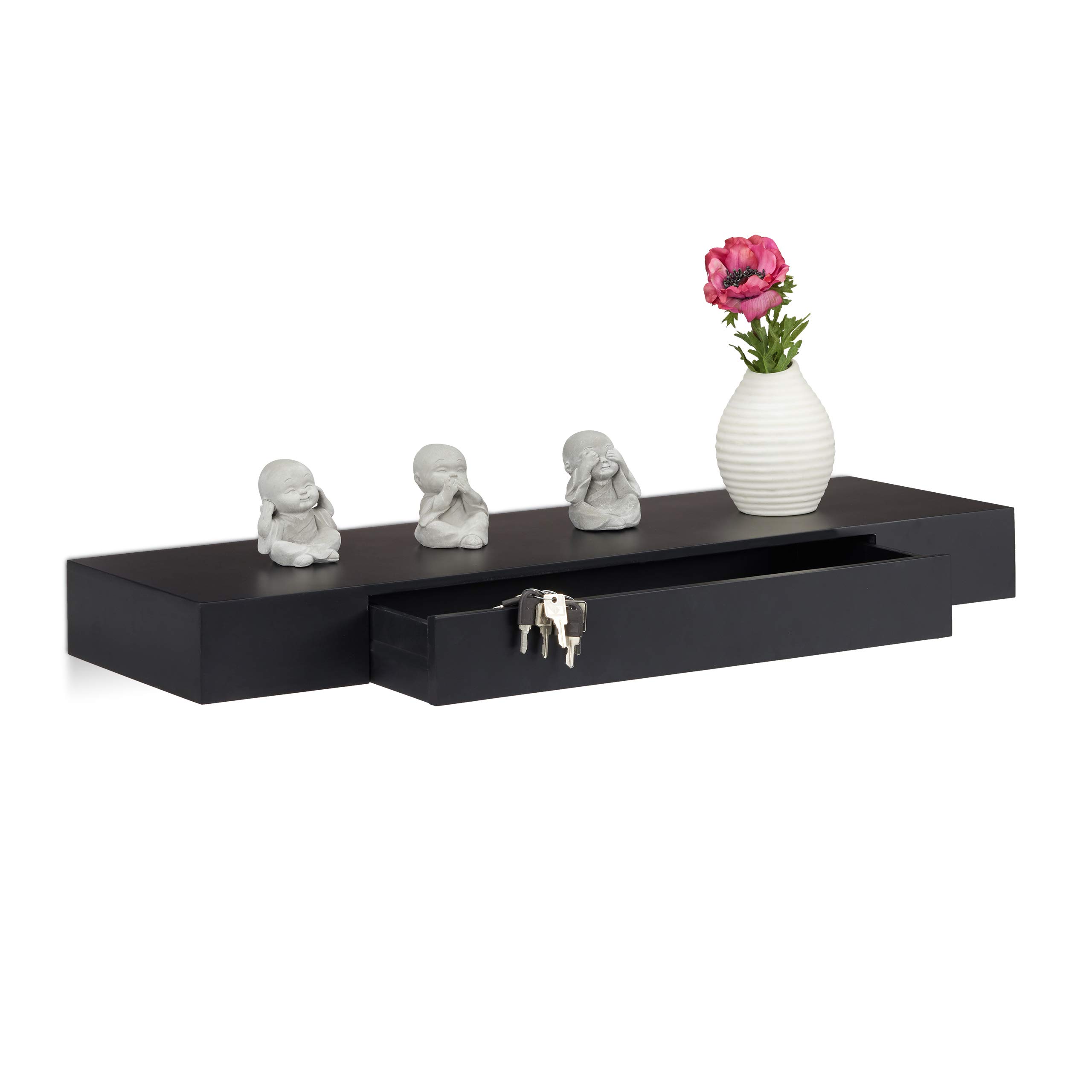 relaxdays-wandregal-mit-schublade-25-cm-tief-schwarz-schweberegal-mdf image 4