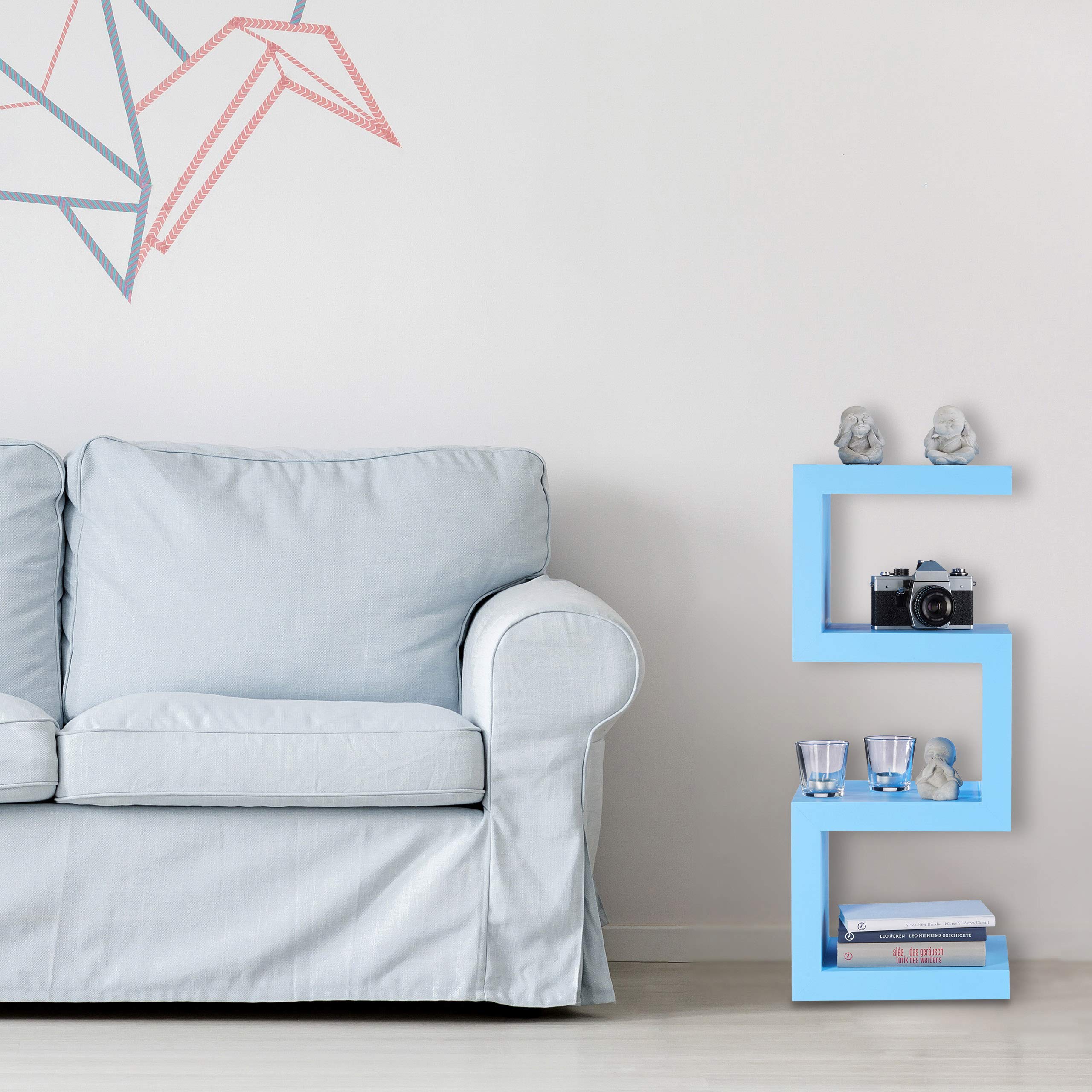 relaxdays-retro-standregal-zickzack-b-cherregal-75x30x30-cm-blau image 2