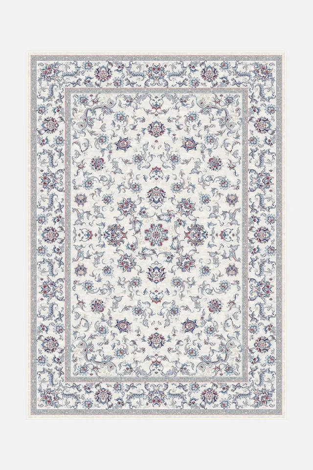 teppana-iris-blau-teppich-waschbar-floral-beige-natur image 1