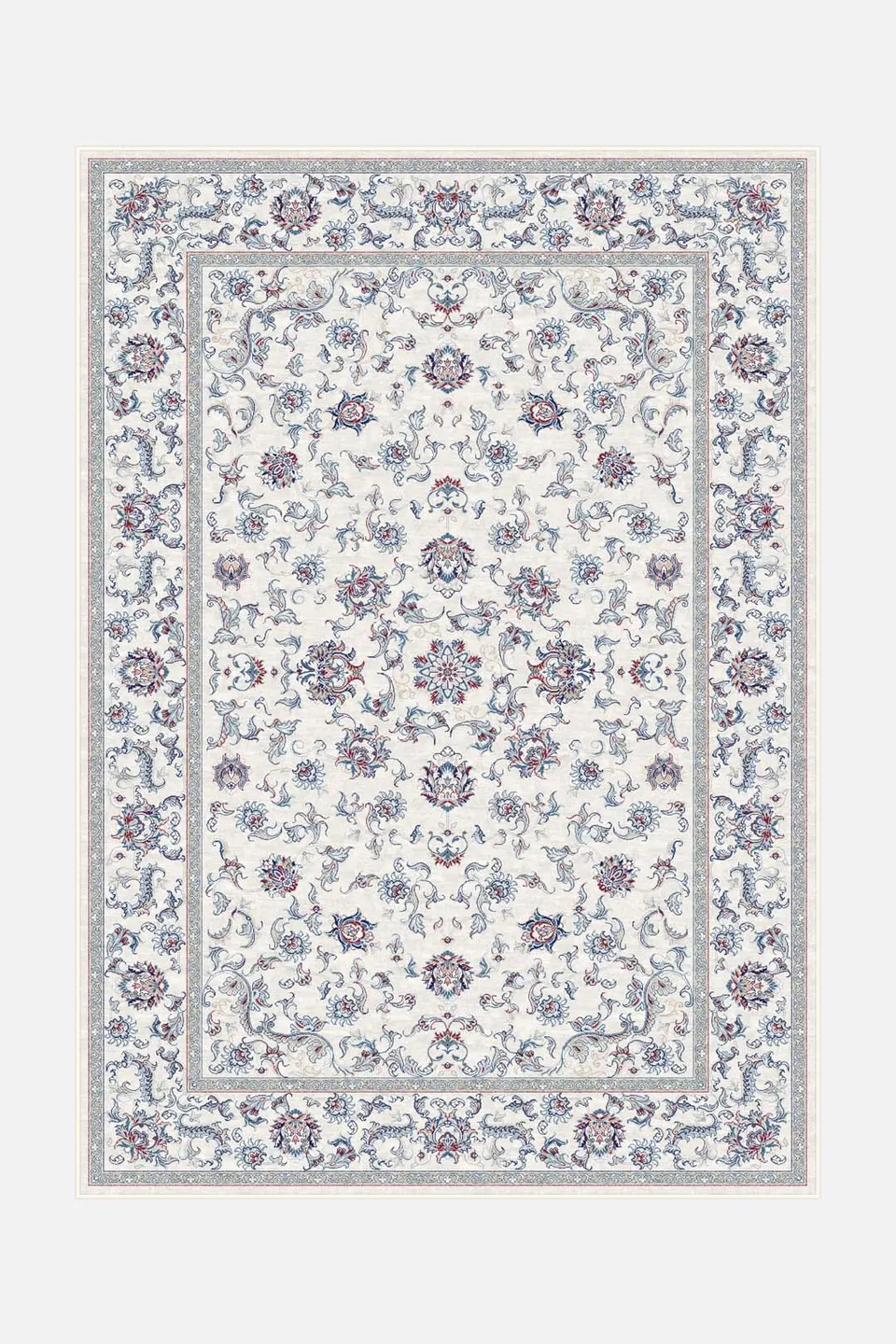 teppana-iris-blau-teppich-waschbar-floral-beige-natur image 1