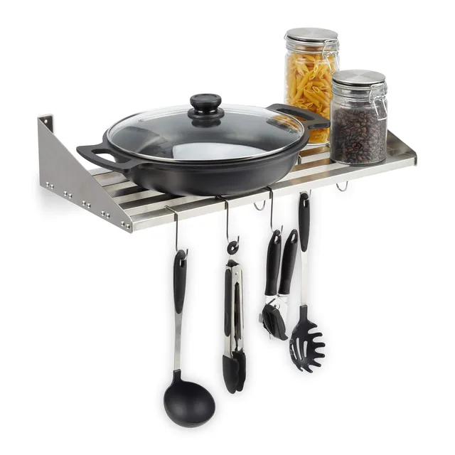 relaxdays-wandregal-edelstahl-6-haken-30-cm-tief-silber image 1