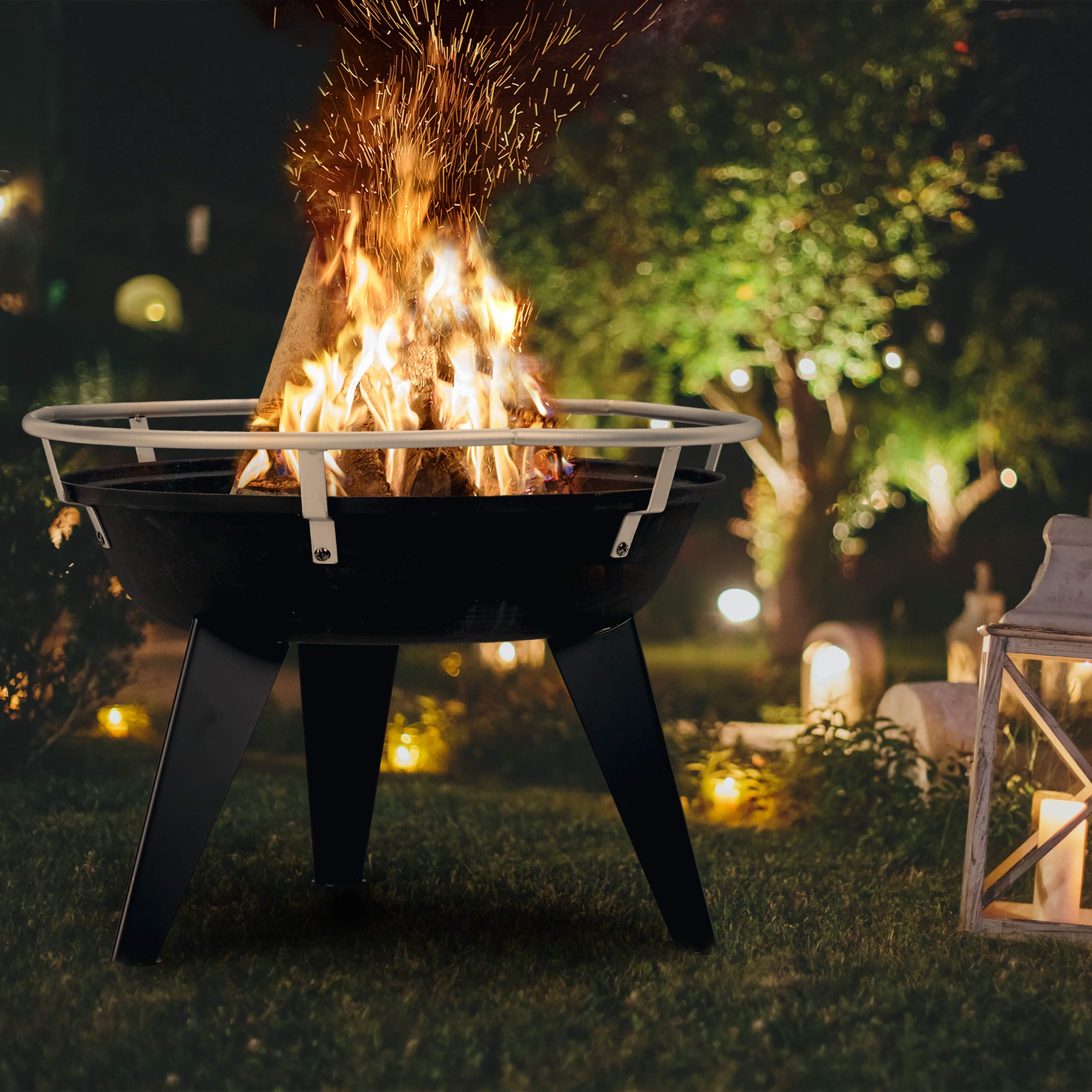 relaxdays-feuerschale-mit-grillrost-funkenschutz-und-sch-rhaken-schwarz-d-55-cm image 2