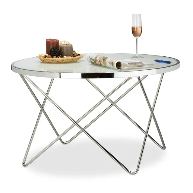 relaxdays-beistelltisch-glas-large-rund-48x85x85-cm-silber image 1
