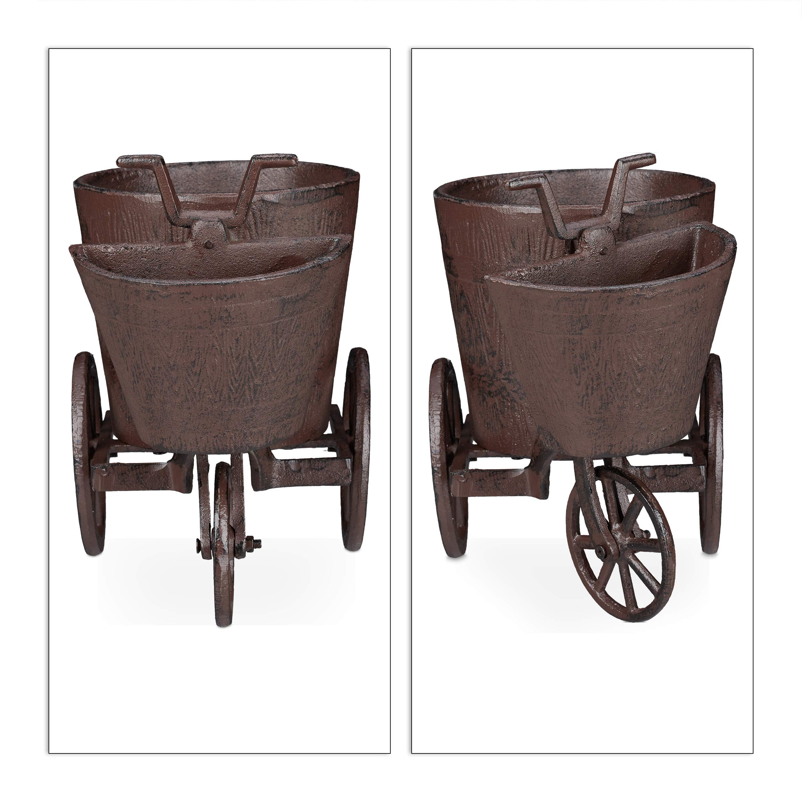 relaxdays-gartendeko-fahrrad-braun-gusseisen-mit-2-bert-pfen-26x18x32-cm image 6