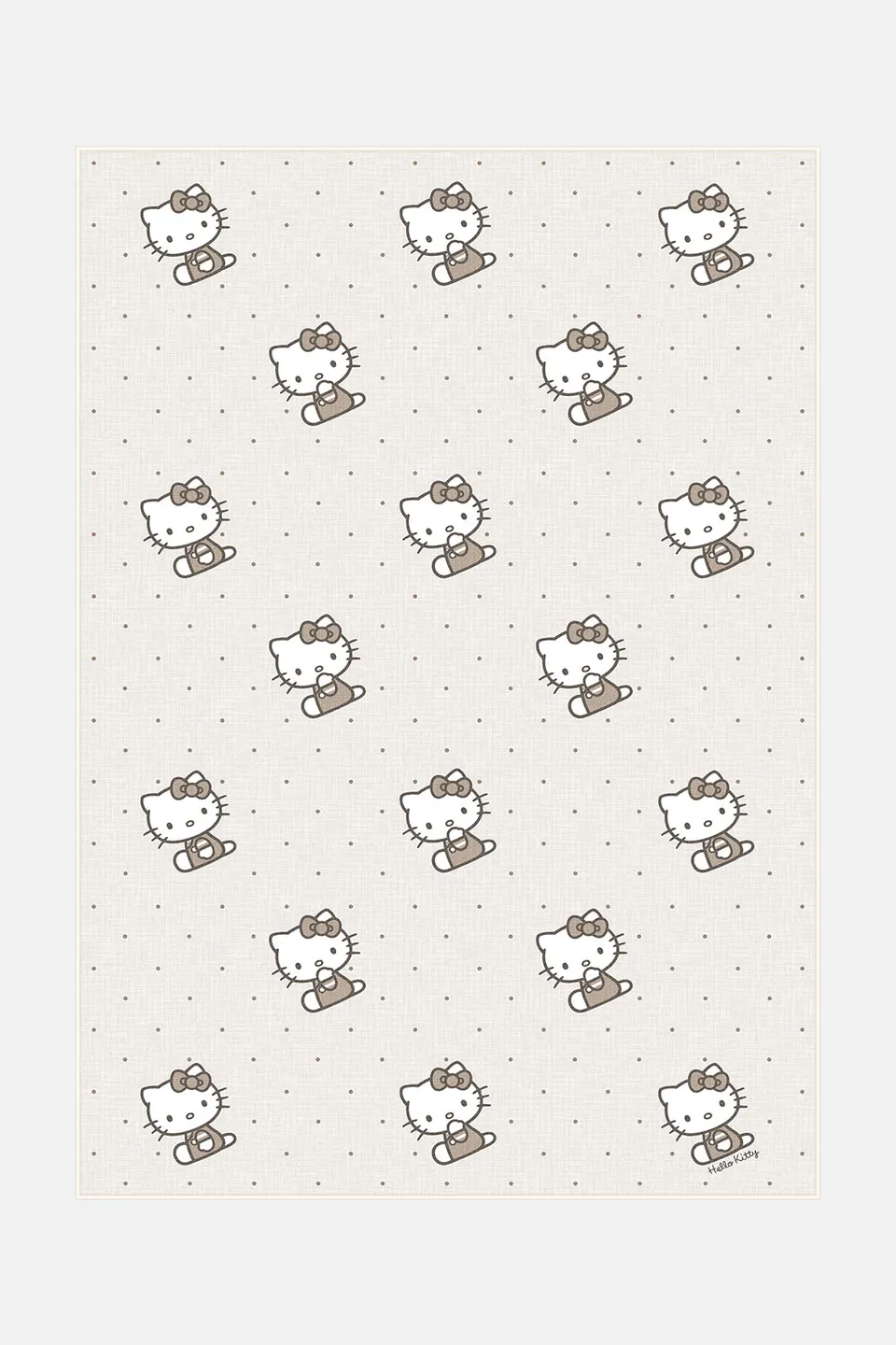 teppana-hello-kitty-polkadot-mandel-teppich-waschbarer-kinder-teppich-in-beige-n image 1