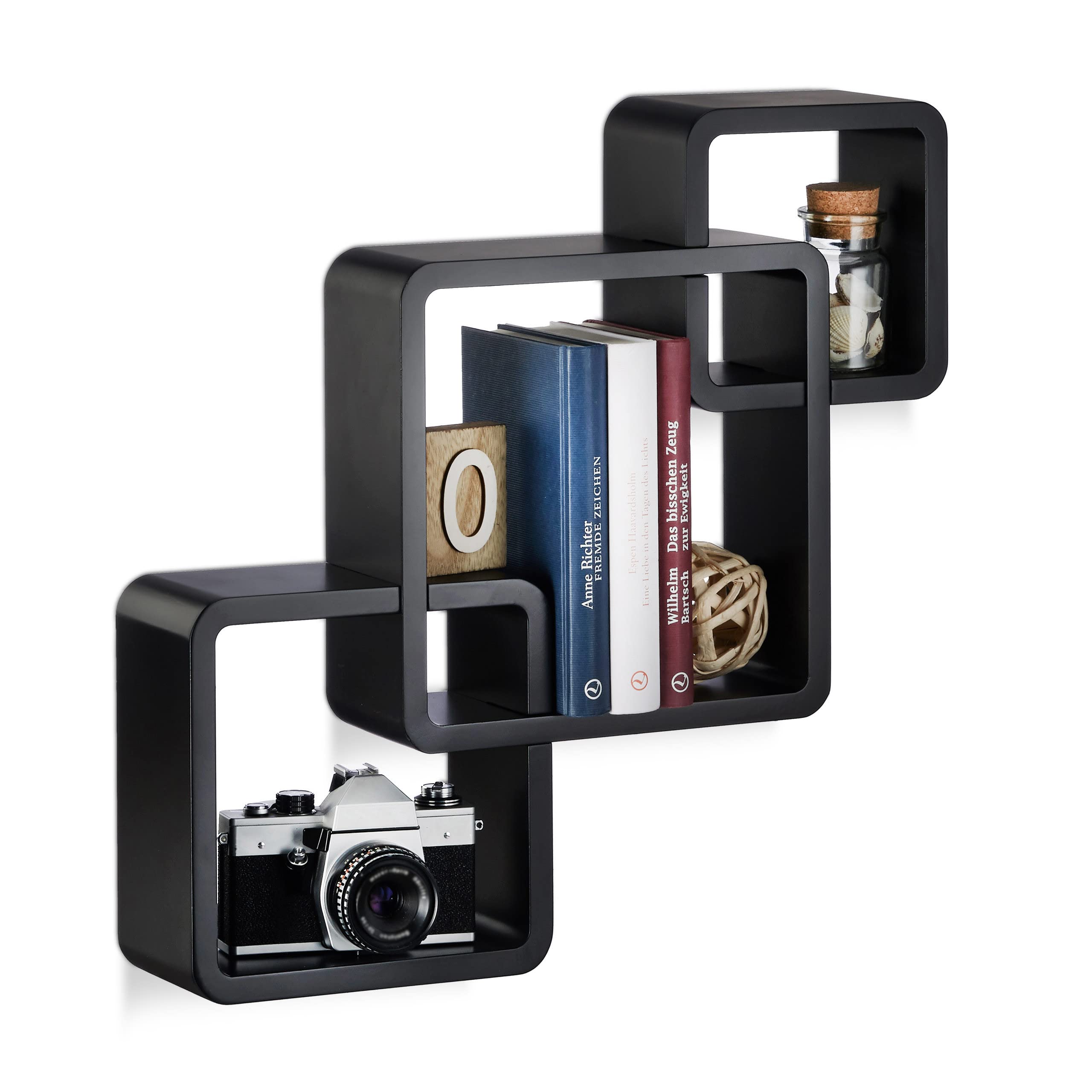 relaxdays-wandregal-f-cher-3-teilig-mdf-matt-lackiert-schwarz image 1