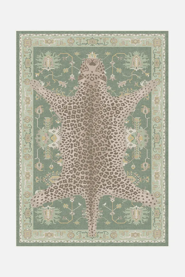 teppana-leopard-gr-n-teppich-waschbar-mehrfarbig image 1