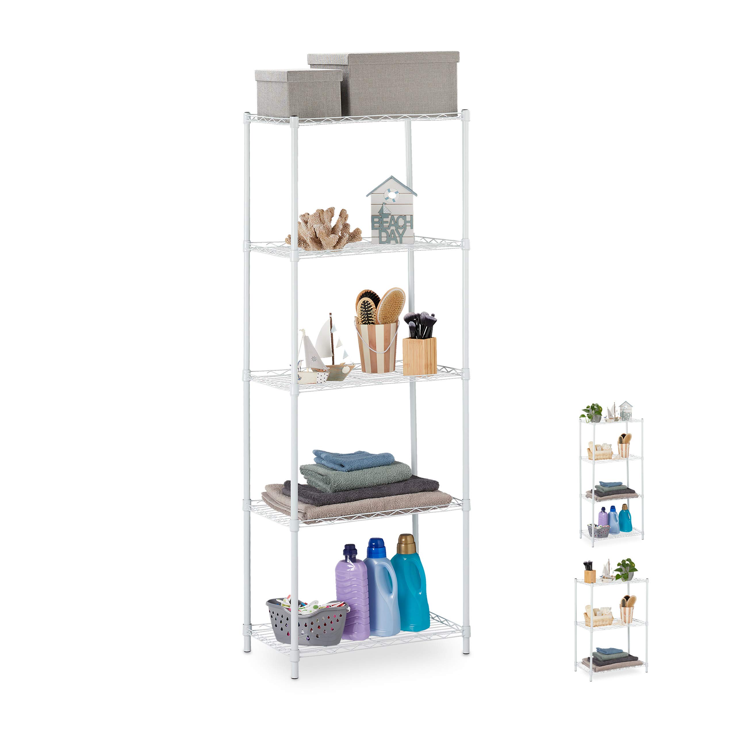 relaxdays-regal-metall-5-ablagen-standregal-hellgrau-158-5x56x35cm image 1