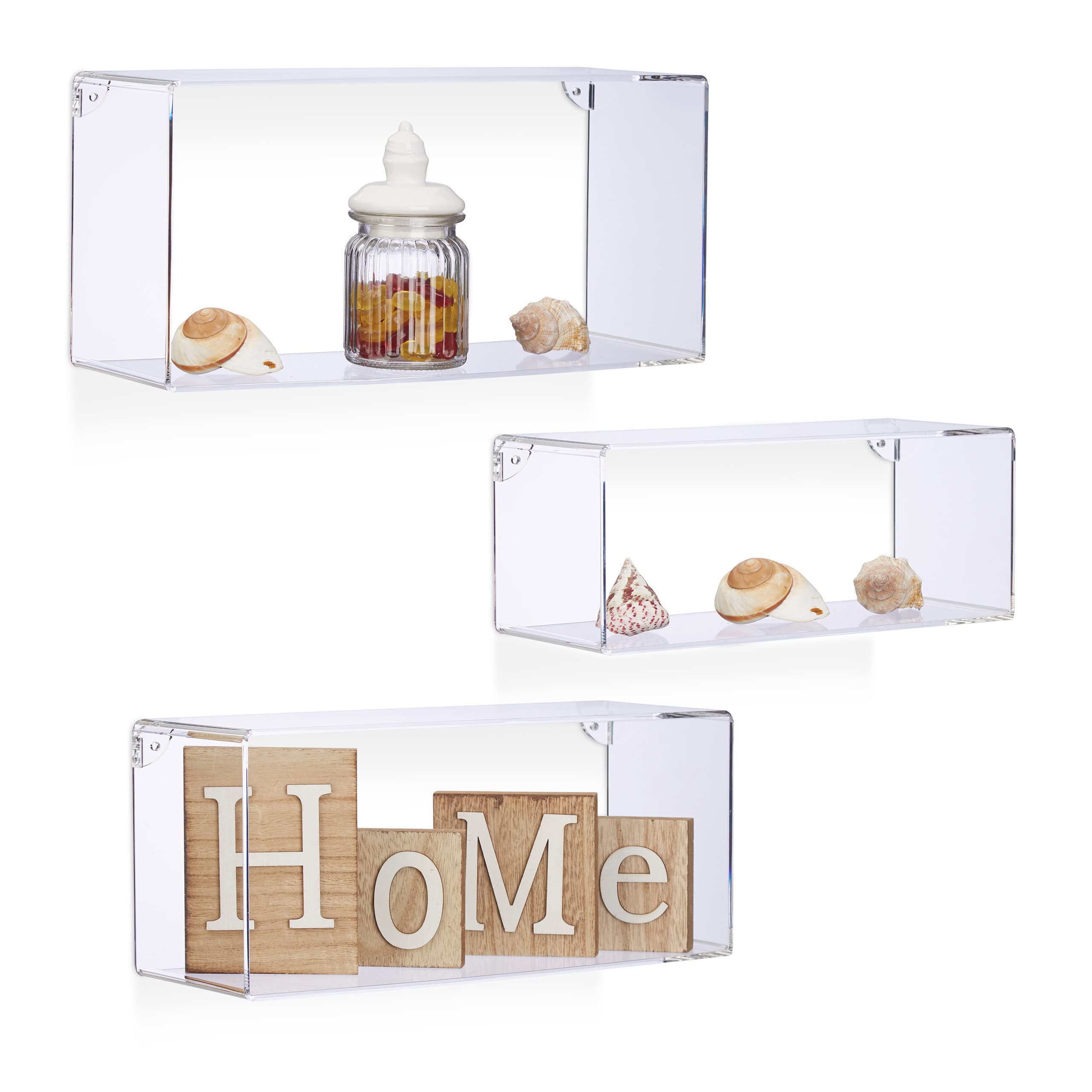 relaxdays-wandregale-acryl-transparent-3er-set-12x40x18-cm image 1