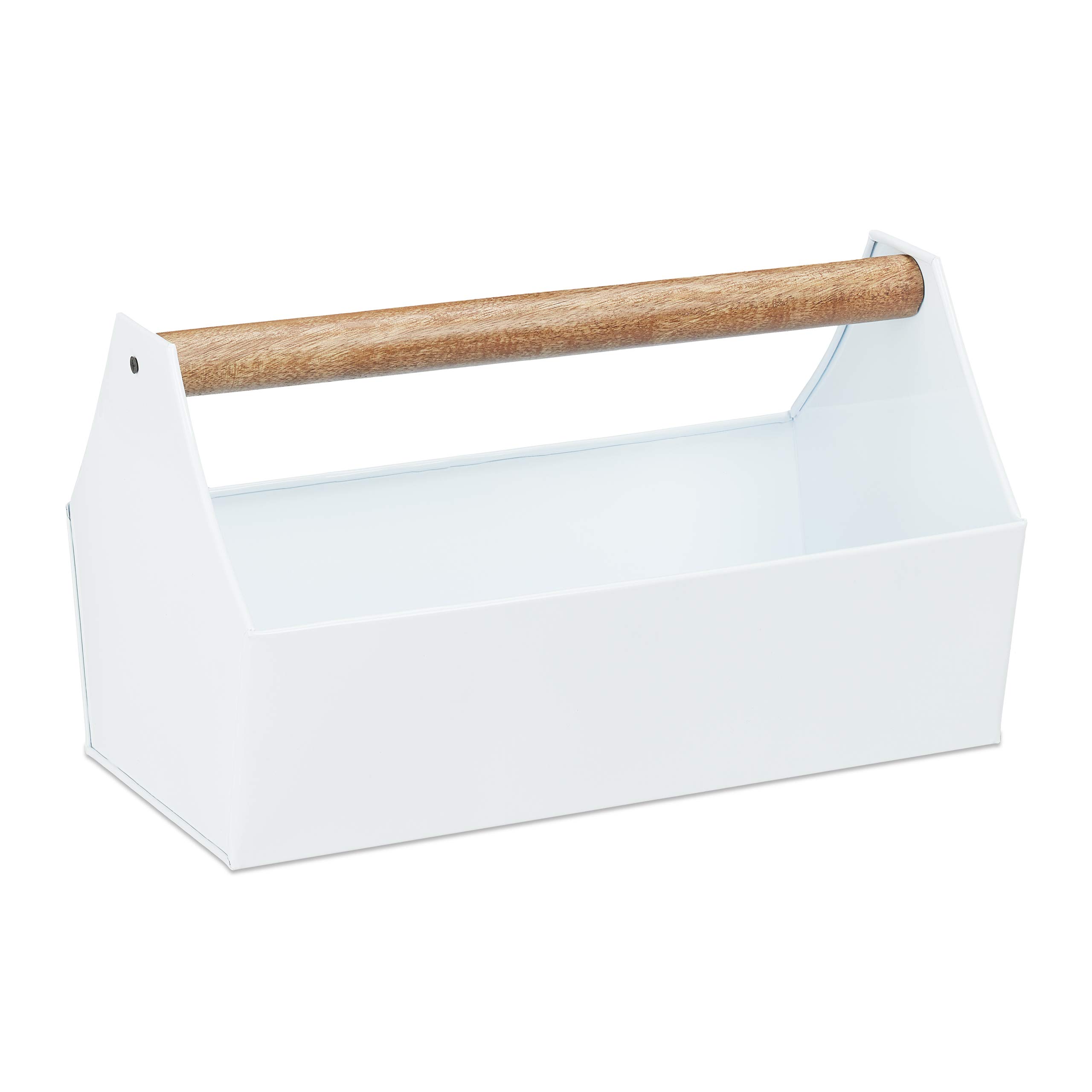 relaxdays-blumenkasten-werkzeugkasten-eisen-wei-20-x-36-x-20-cm image 1