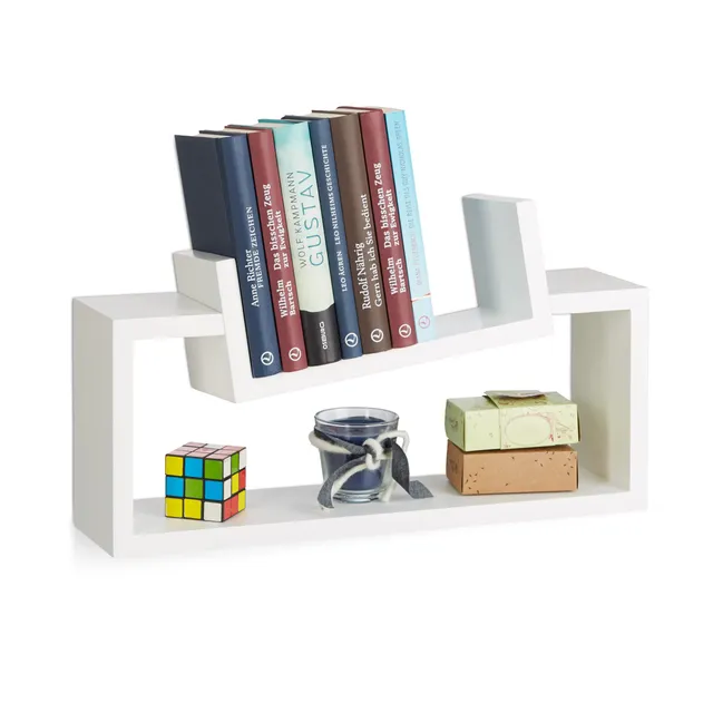 relaxdays-wandregal-2er-set-holz-u-form-wei-50-x-28-x-12-cm image 1