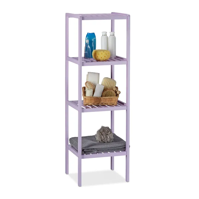 relaxdays-bambus-badregal-4-ablagen-110x34-5x33-cm-flieder image 1