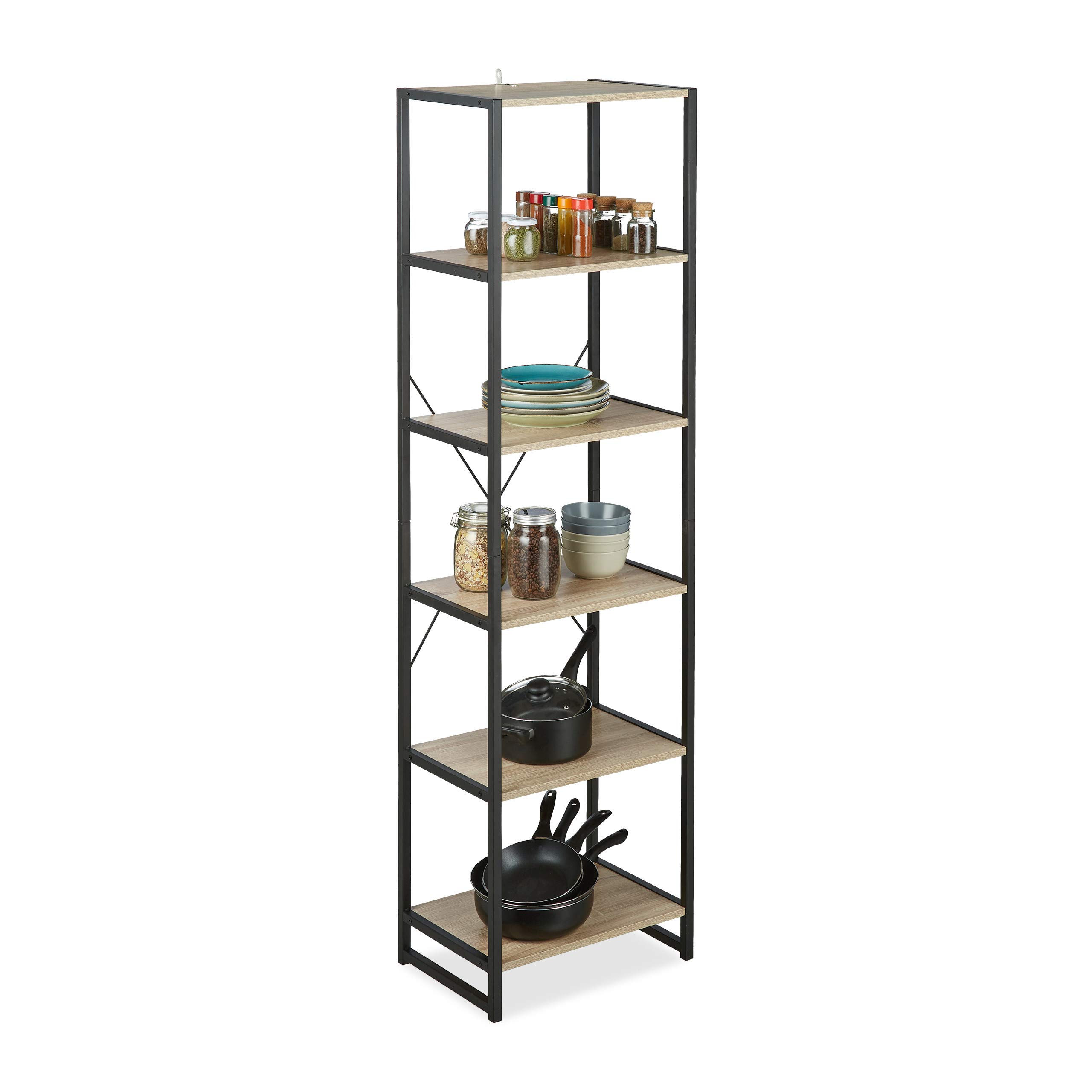 relaxdays-standregal-industrial-6-f-cher-180-x-50-x-35-cm-braun image 1