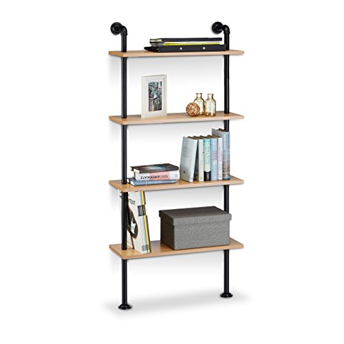 relaxdays-wandregal-industrie-vintage-mit-4-ablagen-142-5-x-60-x-24-cm-natur image 7