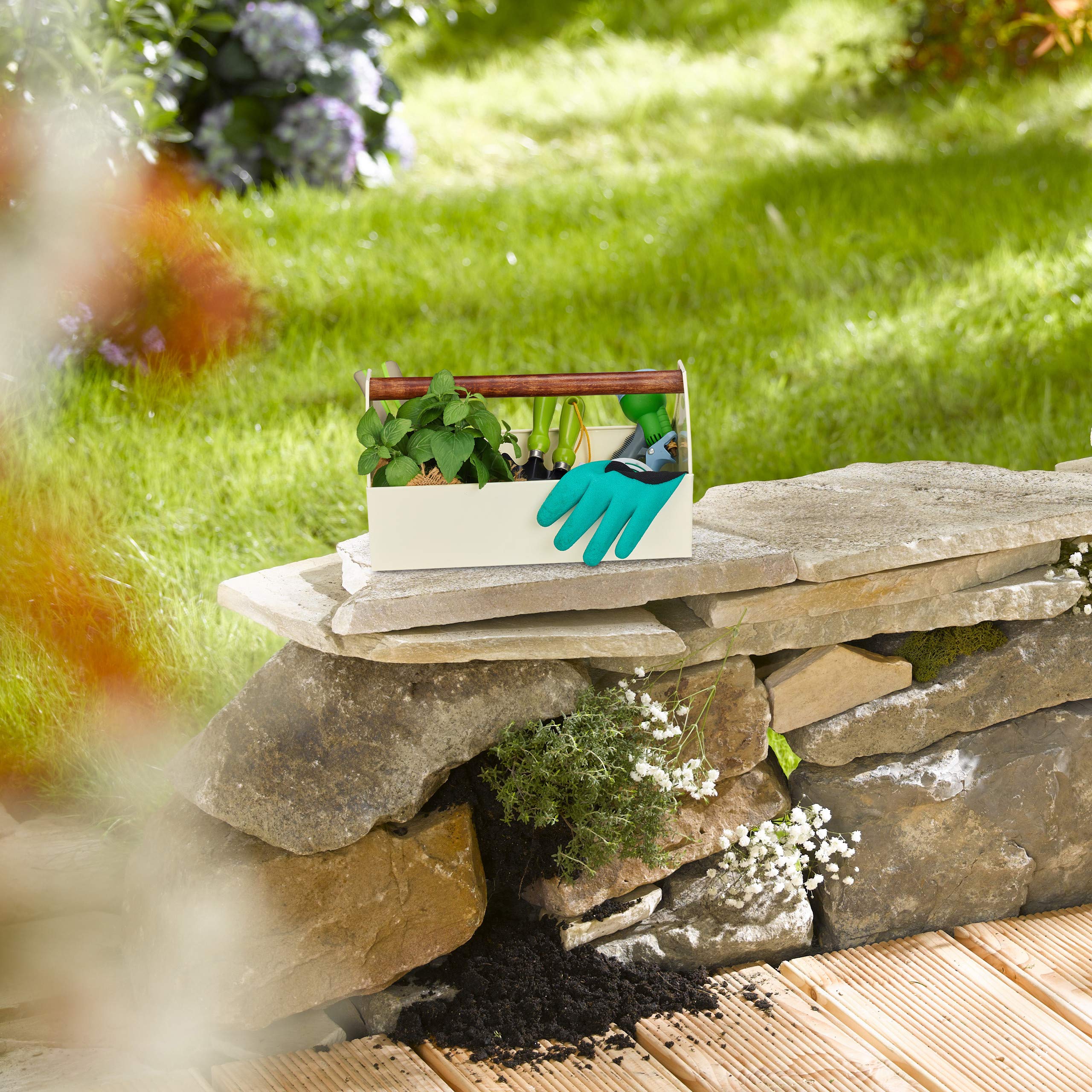 relaxdays-blumenkasten-eisen-creme-mit-holzgriff-pflanzkorb-hbt-20x36x20-cm image 2
