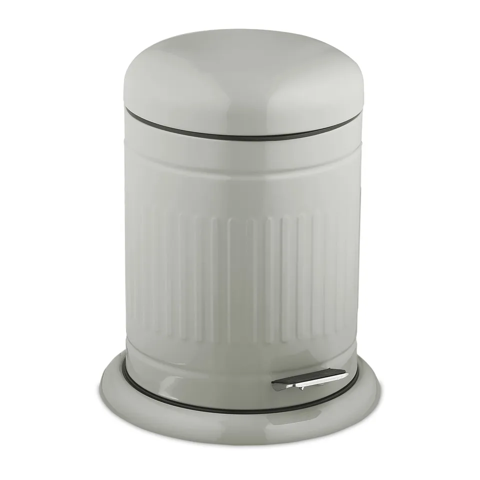 relaxdays-kosmetikeimer-5-liter-treteimer-hellgrau-retro-metall image 1