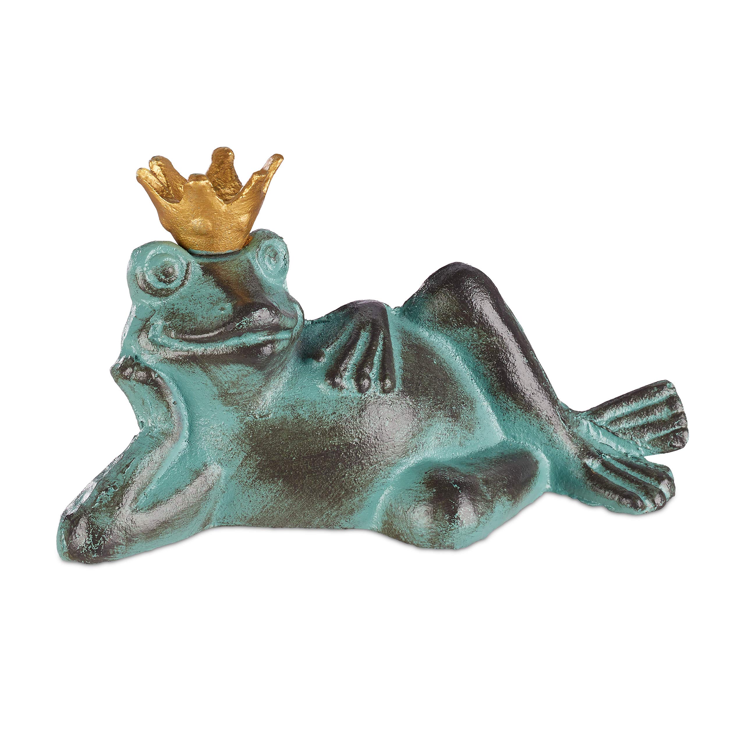 relaxdays-gartenfigur-froschk-nig-gr-e-s-gusseisen-gr-n image 1