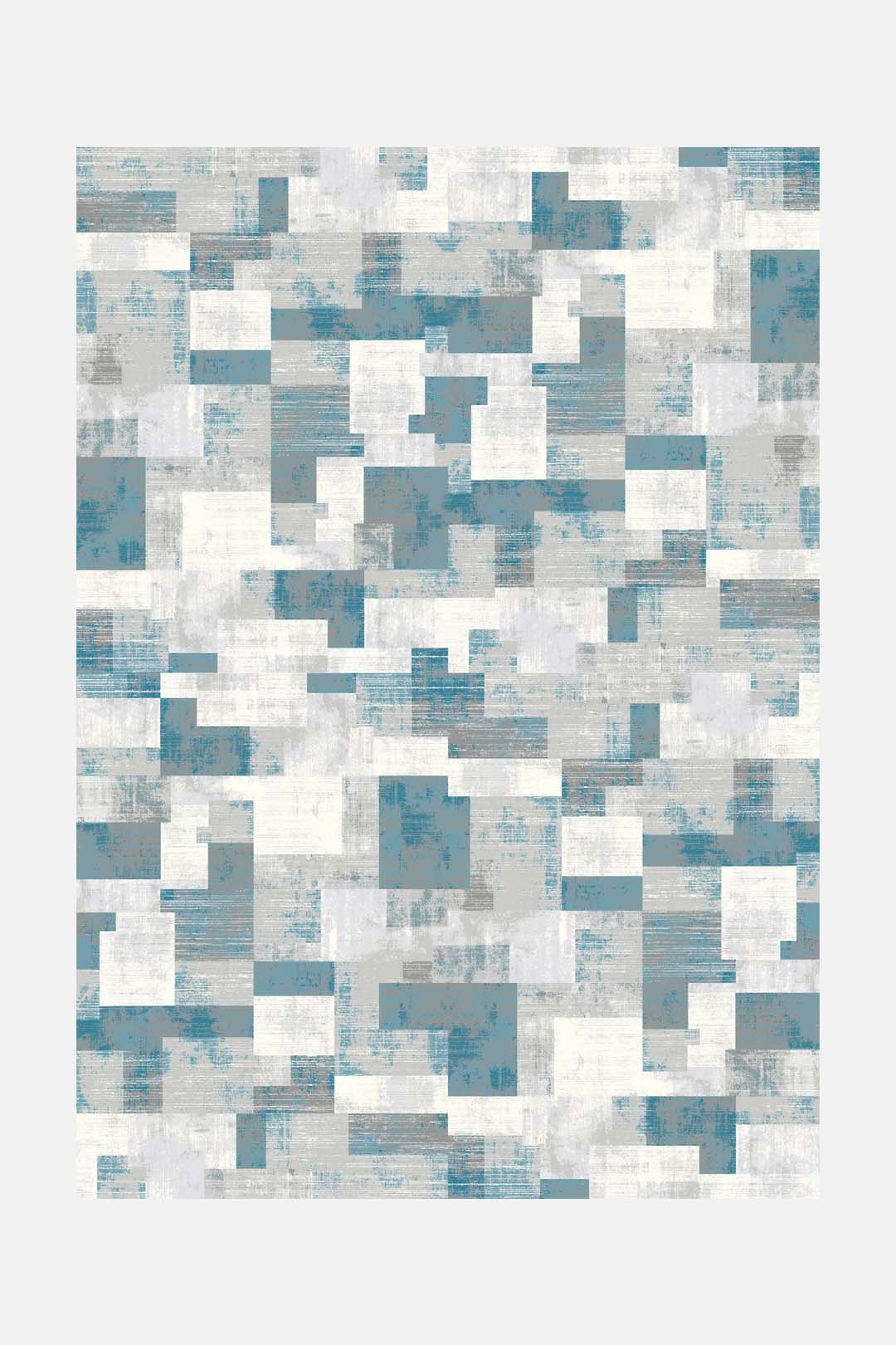 teppana-topas-quadrat-teppich-waschbarer-indoor-teppich-blau-grau-geometrisch image 1