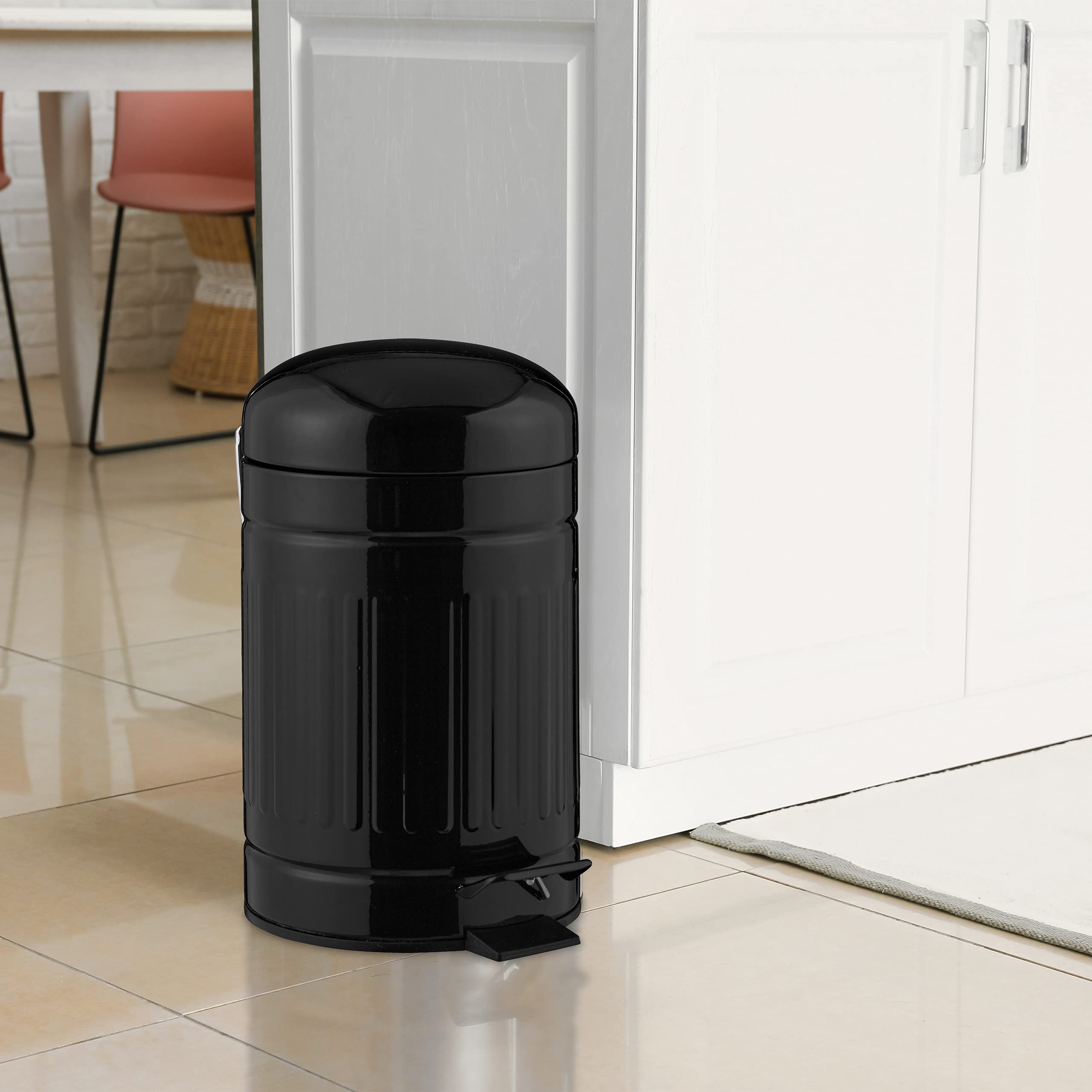 relaxdays-kosmetikeimer-3-liter-treteimer-schwarz-metall-mit-softclose image 2