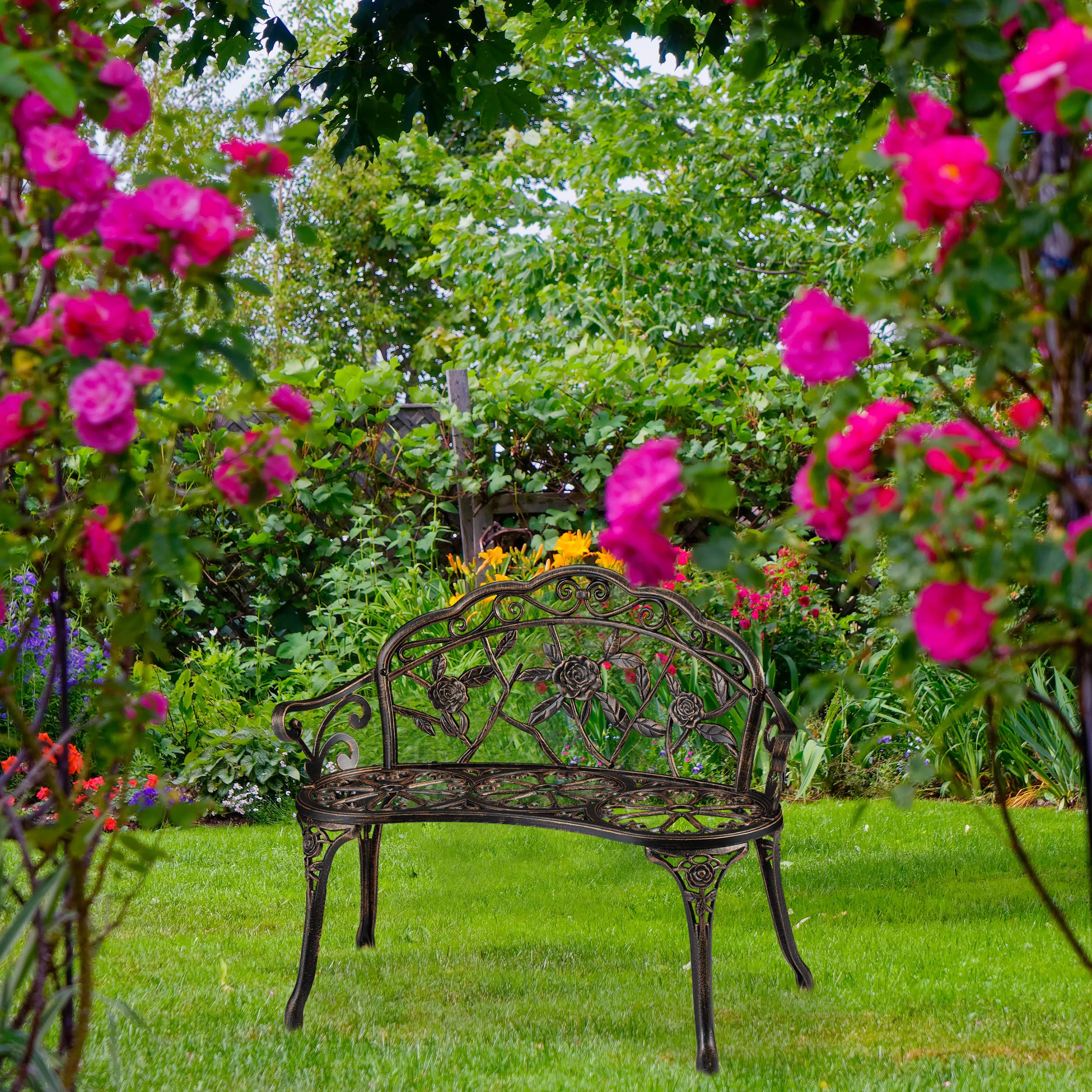 relaxdays-gartenbank-2-sitzer-78x99x52-cm-bronze-braun image 2